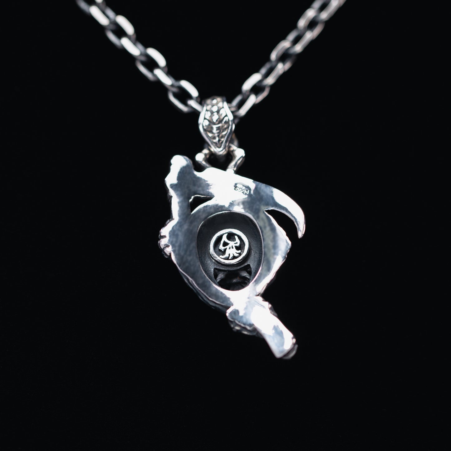 Grim Reaper Ruby Silver Pendant