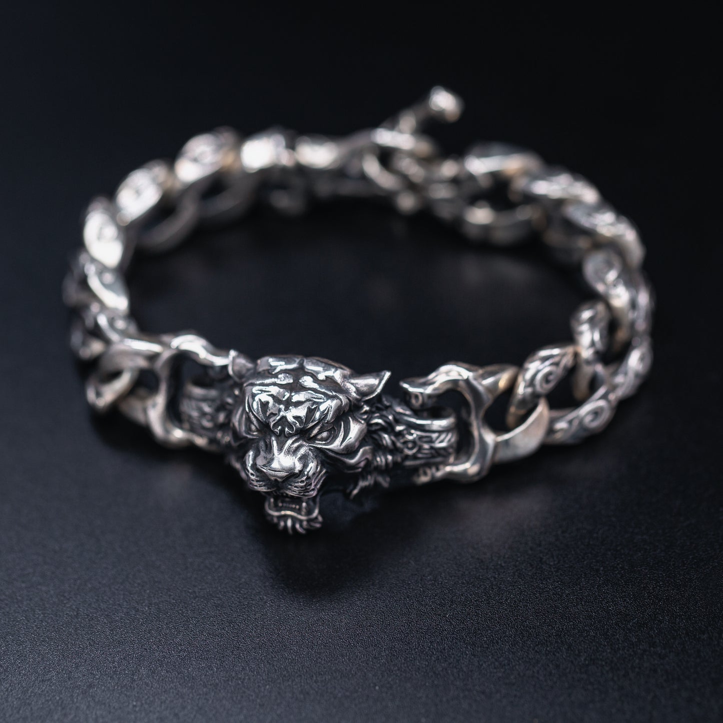 Tiger Head Silver Bracelet