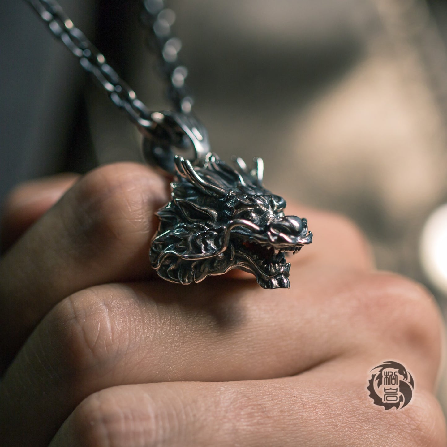 Chinese Dragon Silver Pendant