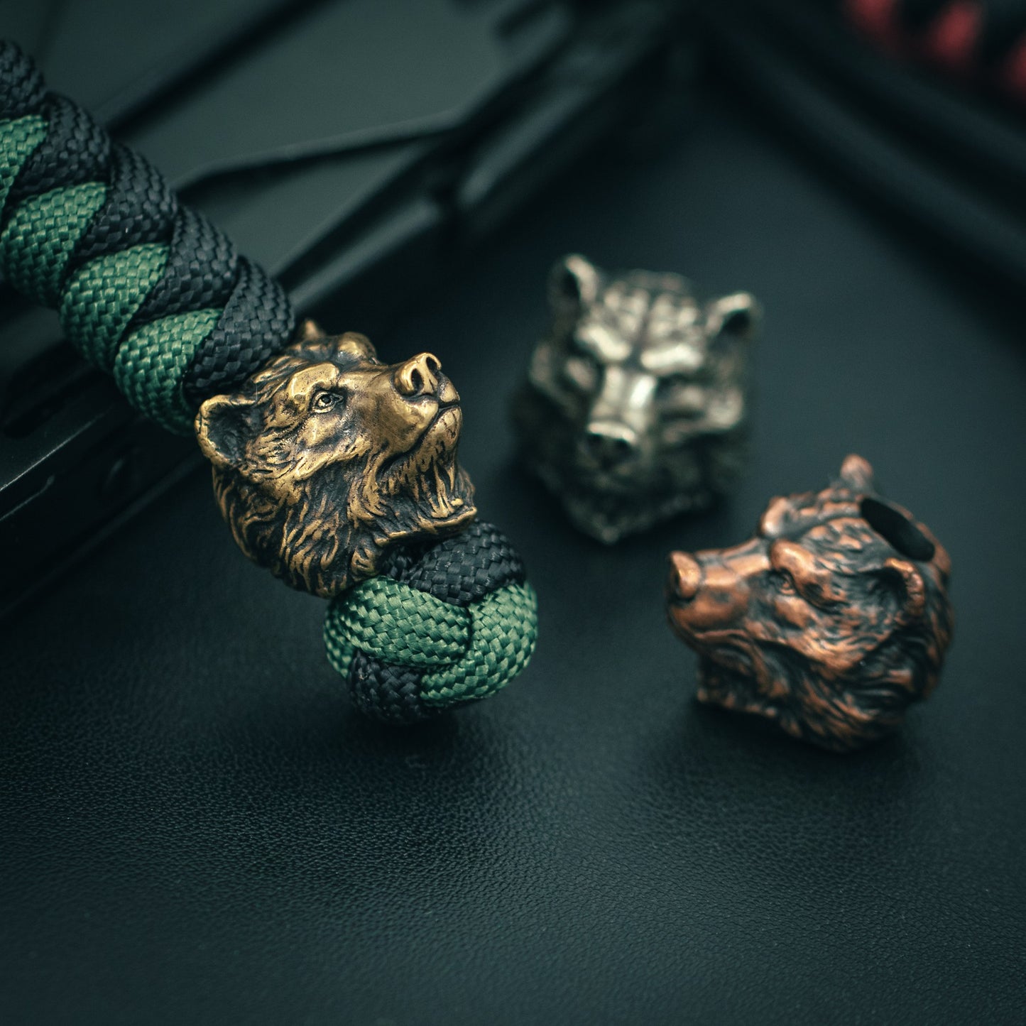 Bear head Paracord Bead for Knife, lanyard Pendants,Bracelet beads, and EDC Gears, ShadowEDC DIY Outdoor Survival Tool Accessories beads