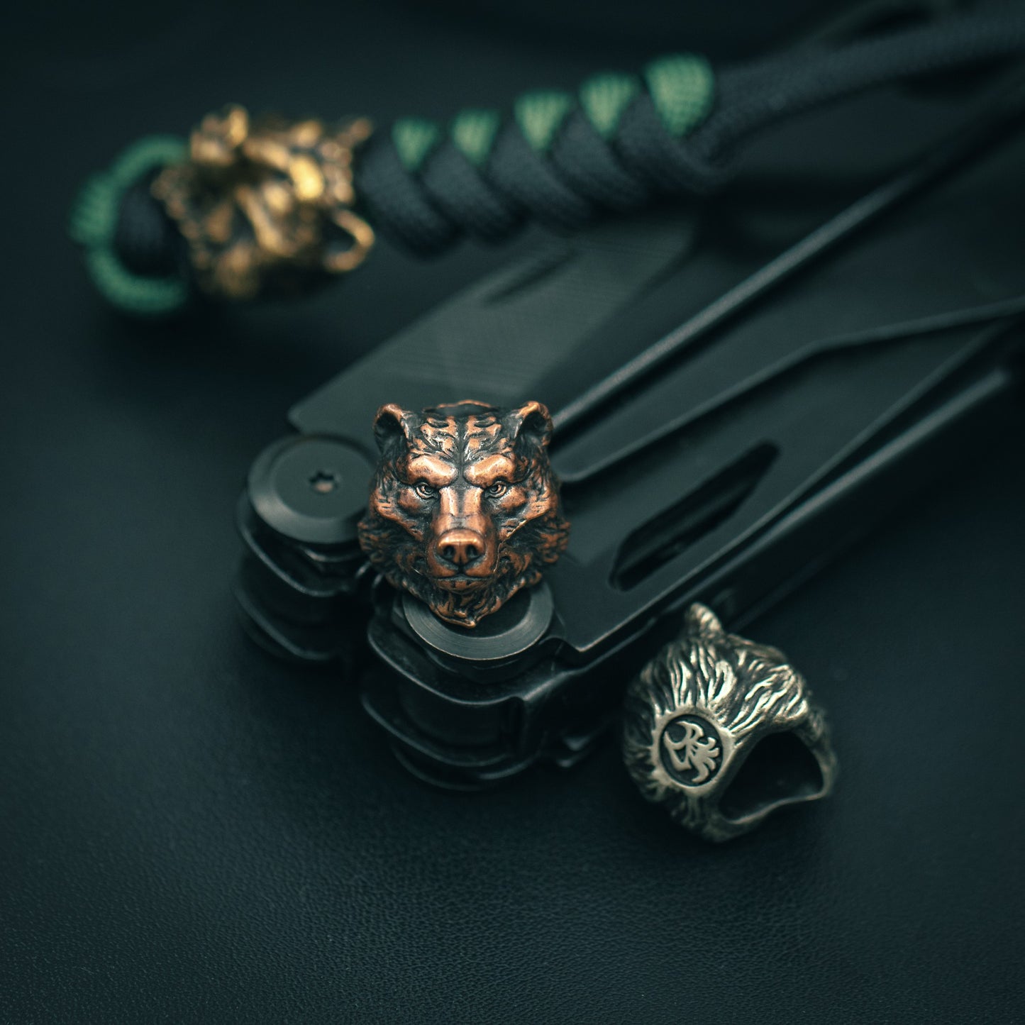 Bear head Paracord Bead for Knife, lanyard Pendants,Bracelet beads, and EDC Gears, ShadowEDC DIY Outdoor Survival Tool Accessories beads