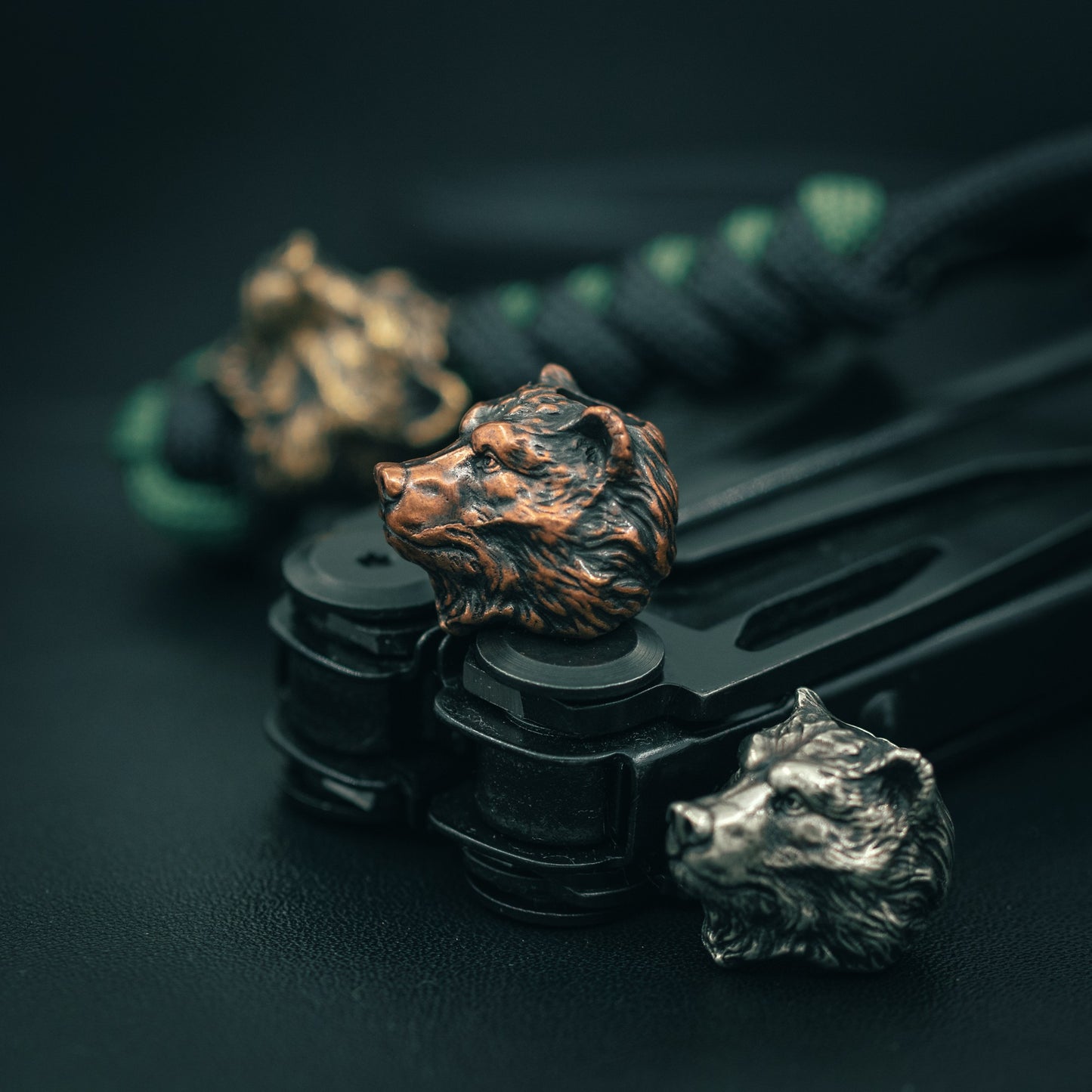 Bear head Paracord Bead for Knife, lanyard Pendants,Bracelet beads, and EDC Gears, ShadowEDC DIY Outdoor Survival Tool Accessories beads