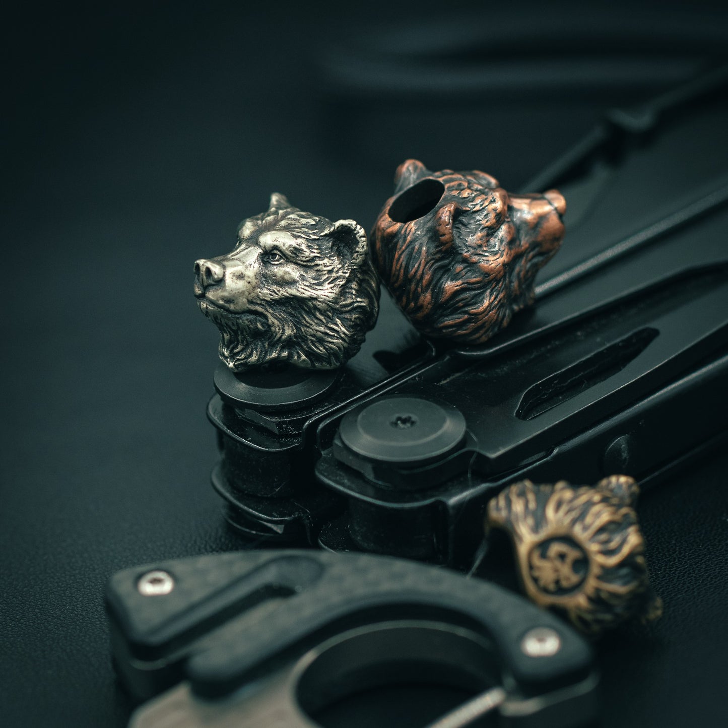 Bear head Paracord Bead for Knife, lanyard Pendants,Bracelet beads, and EDC Gears, ShadowEDC DIY Outdoor Survival Tool Accessories beads