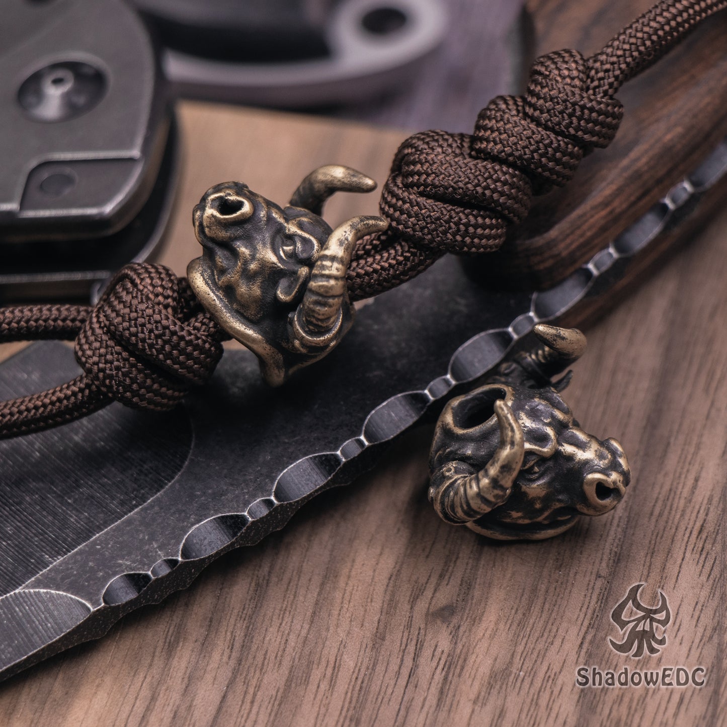 Bull Paracord Bead for Knife, lanyard Pendants,custom beads,550 Paracord, Bracelet beads, and EDC Gears, ShadowEDC DIY Outdoor Survival Tool Accessories