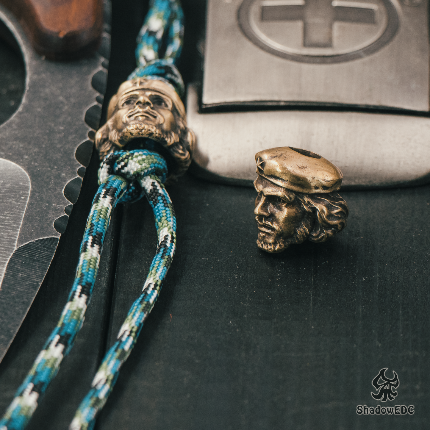 Che Guevara Paracord Bead for Knife, lanyard Pendants,custom beads,550 Paracord, Bracelet beads, and EDC Gears, ShadowEDC DIY Outdoor Survival Tool Accessories