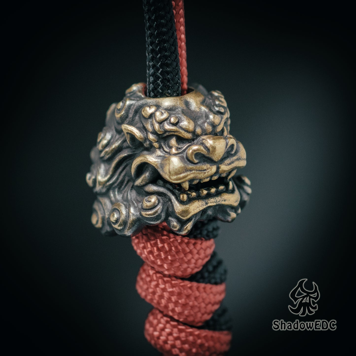 Chinese Guardian Lion foo dog Paracord Bead for Knife, lanyard Pendants,custom beads,550 Paracord, Bracelet beads, and EDC Gears, ShadowEDC DIY Outdoor Survival Tool Accessories