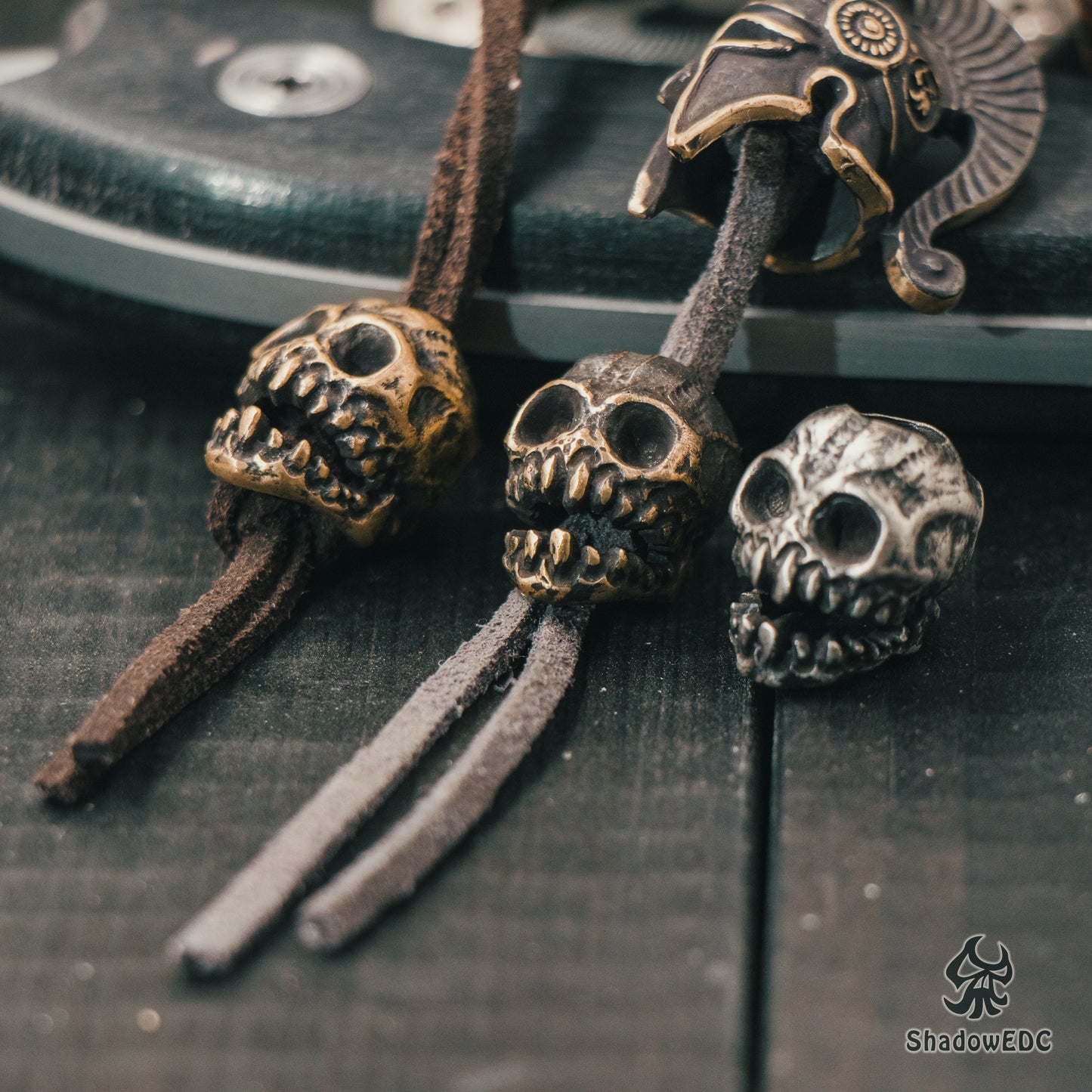 Dark Skull Paracord Bead for Knife, lanyard Pendants,custom beads,550 Paracord, Bracelet beads, and EDC Gears, ShadowEDC DIY Outdoor Survival Tool Accessories
