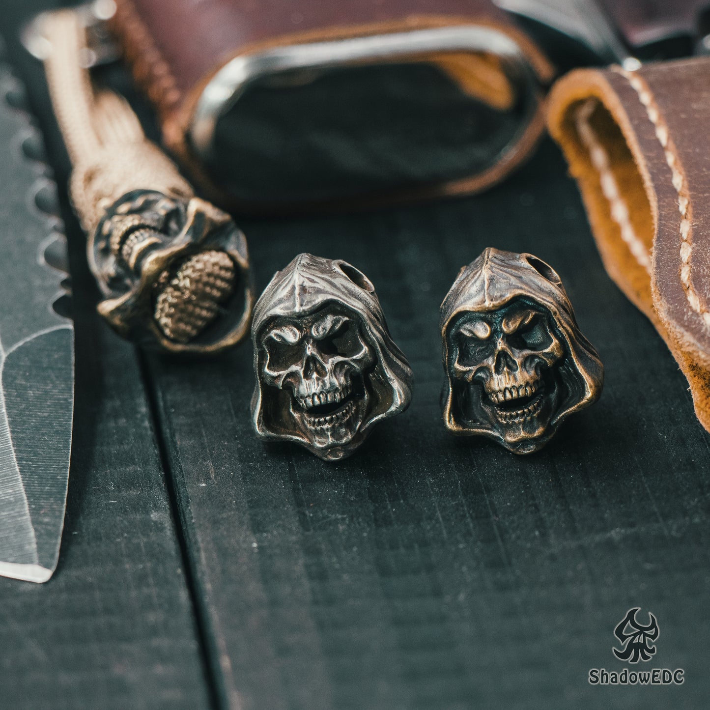 Grim Reaper Paracord Bead for Knife, lanyard Pendants,custom beads,550 Paracord, Bracelet beads, and EDC Gears, ShadowEDC DIY Outdoor Survival Tool Accessories