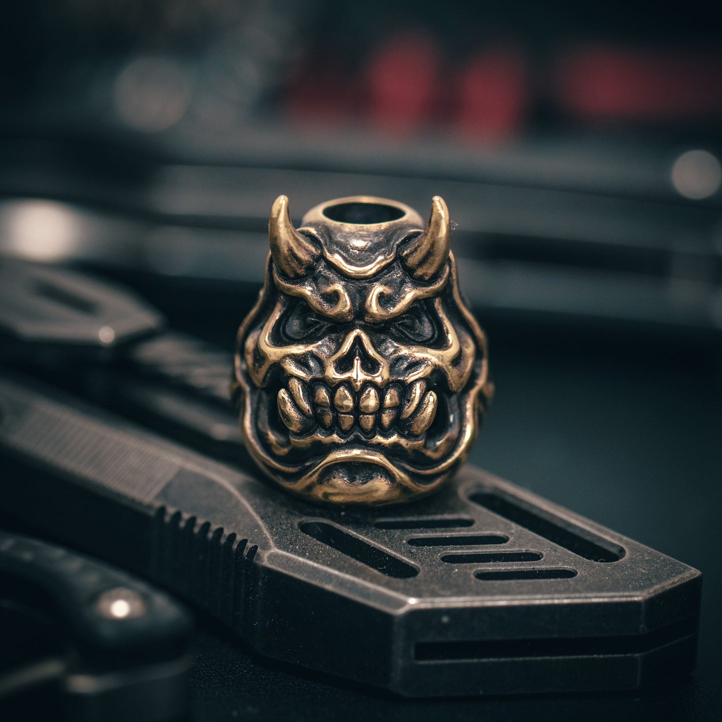 Hannya Skull Daruma Paracord Bead for Knife, lanyard Pendants,custom beads,550 Paracord, Bracelet beads, and EDC Gears, ShadowEDC DIY Outdoor Survival Tool Accessories