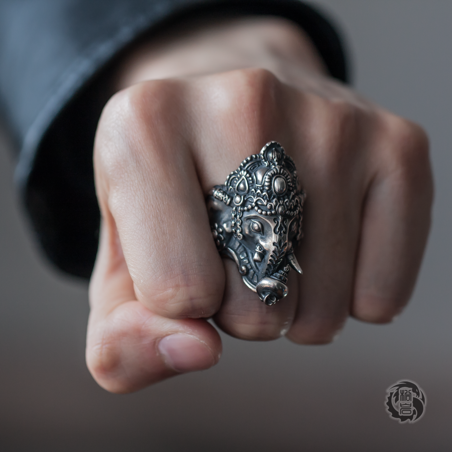 Silver Lord Ganesha Buddhism Ring