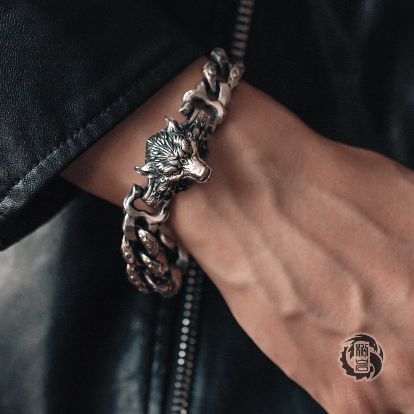 Wolf Head Silver Bracelet
