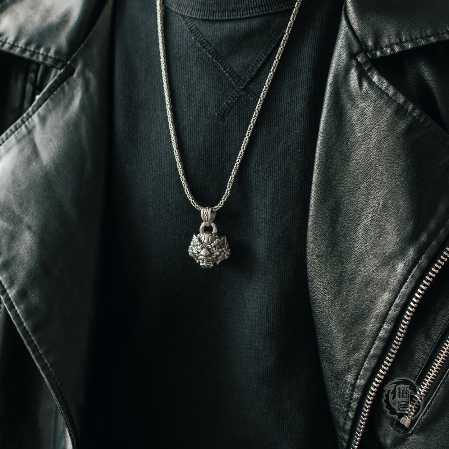 Chinese Guardian Lion Silver Pendant