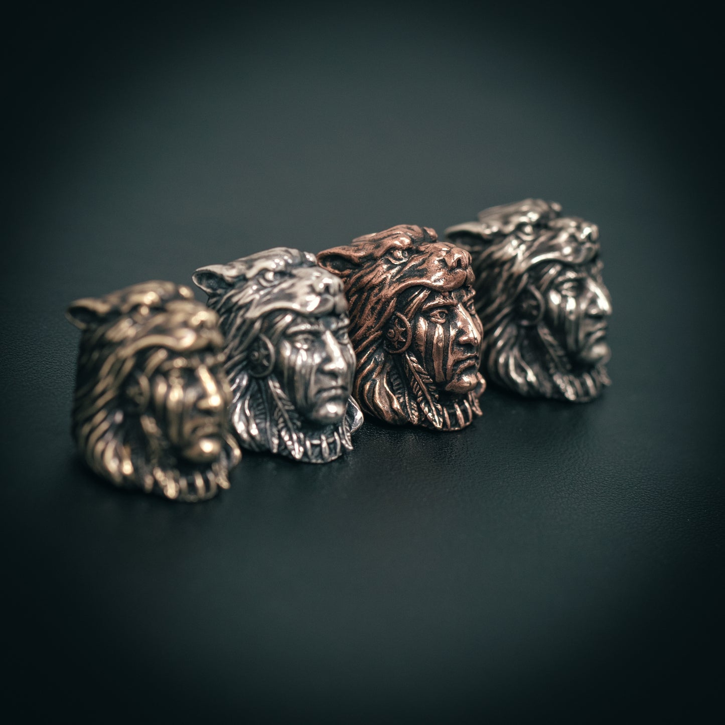 Wolf Head Indian Warrior Paracord Bead