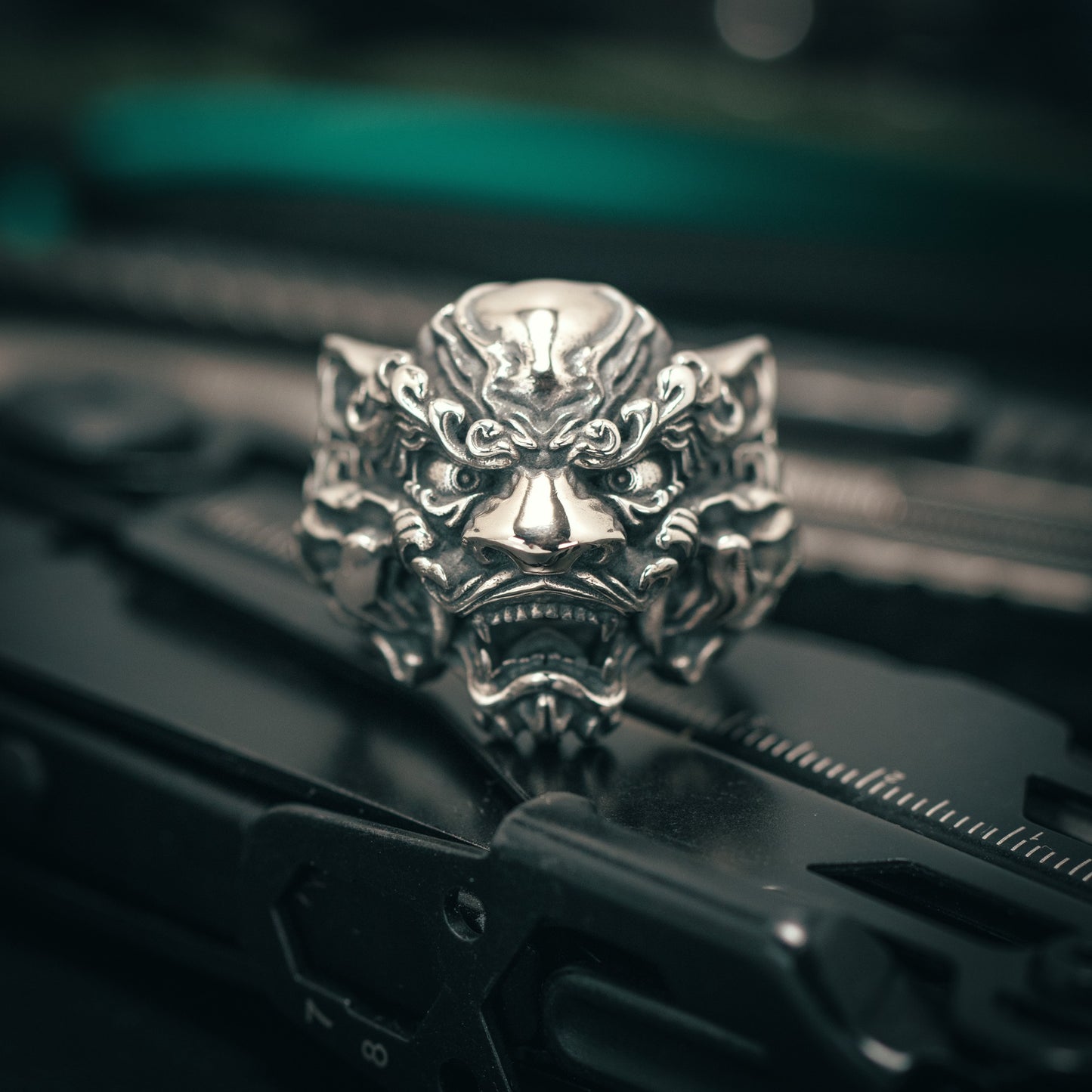 Silver Chinese Lion Ring