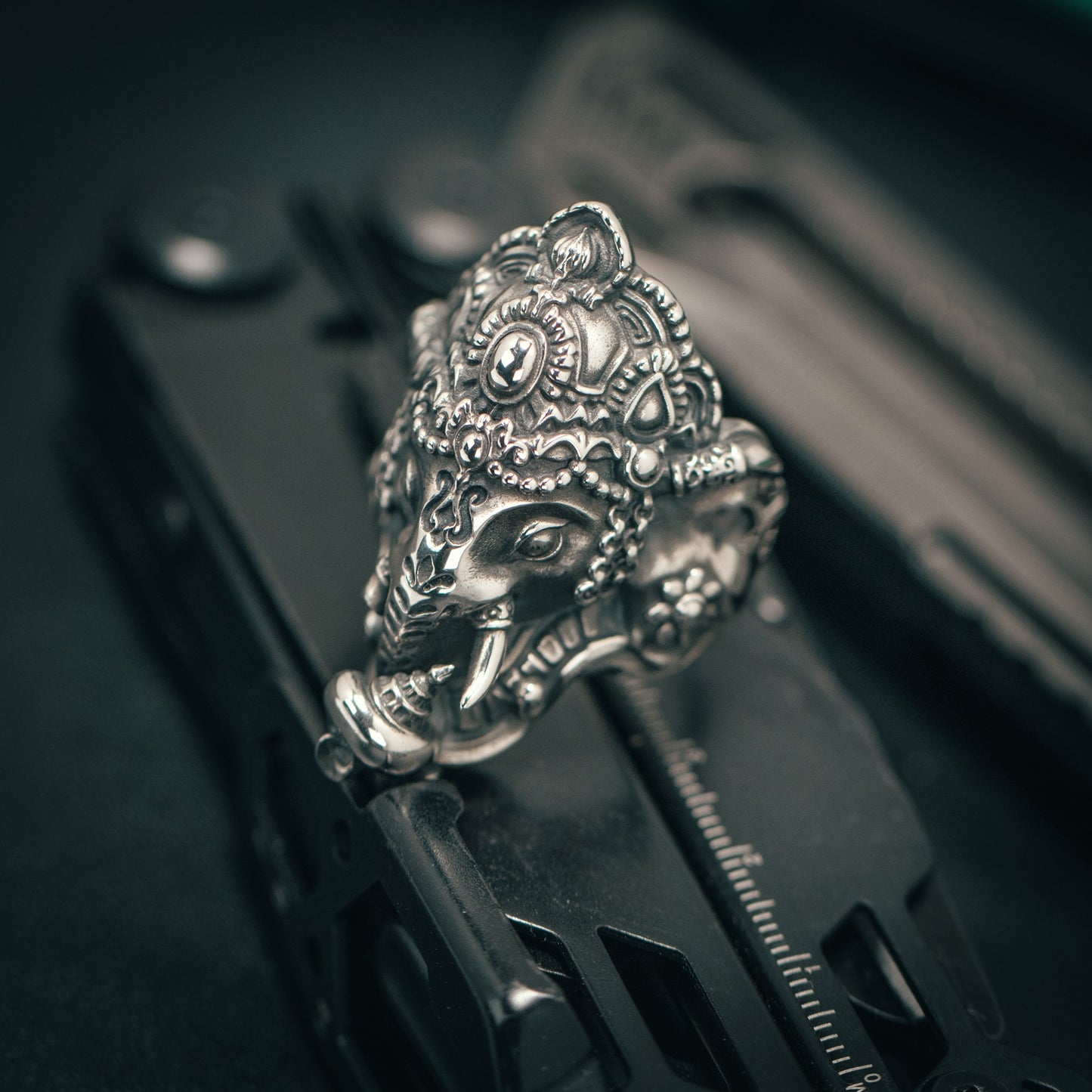 Silver Lord Ganesha Buddhism Ring