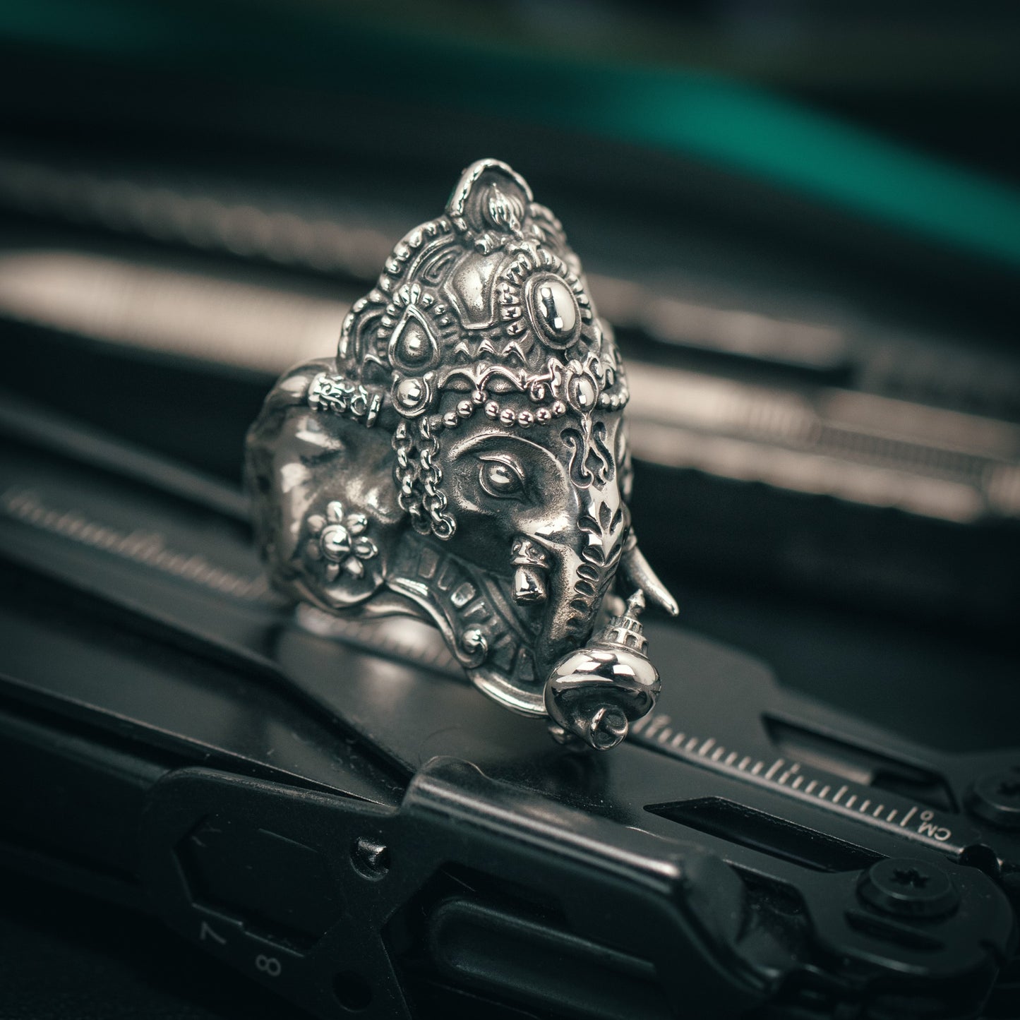 Silver Lord Ganesha Buddhism Ring
