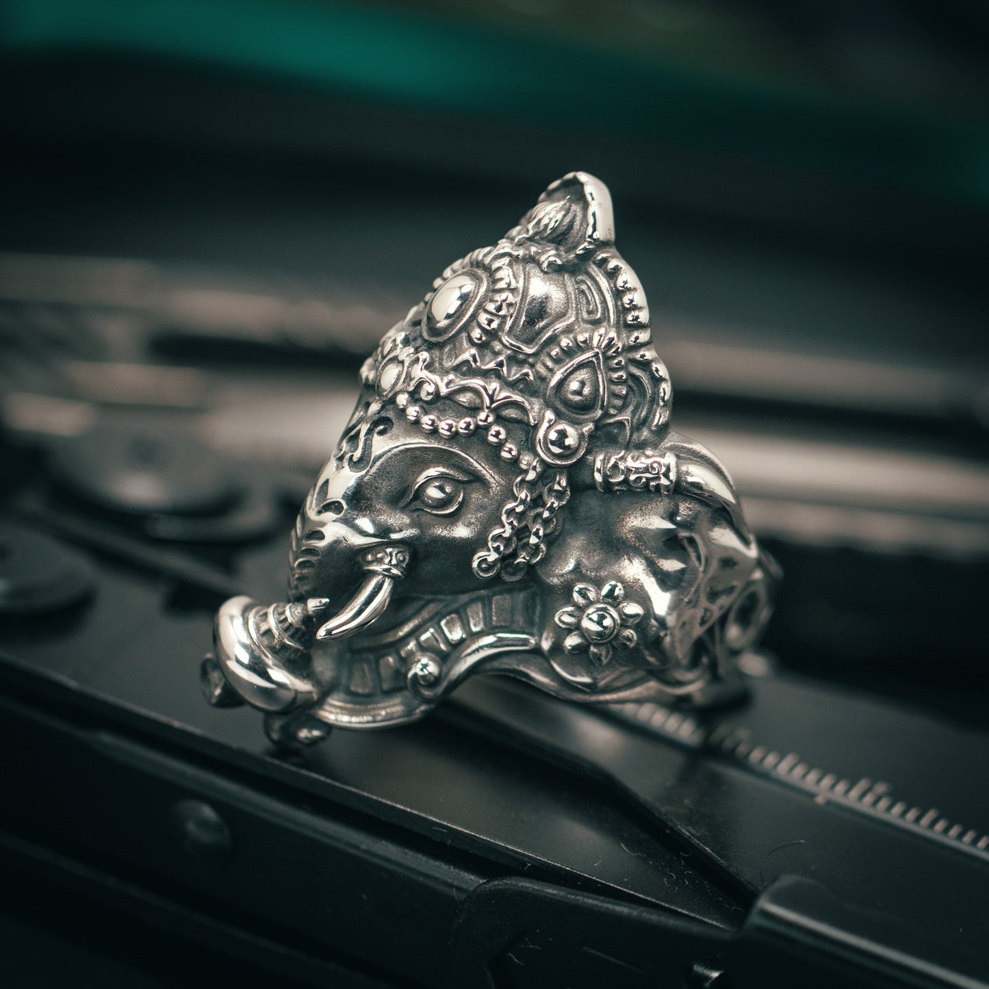 Silver Lord Ganesha Buddhism Ring