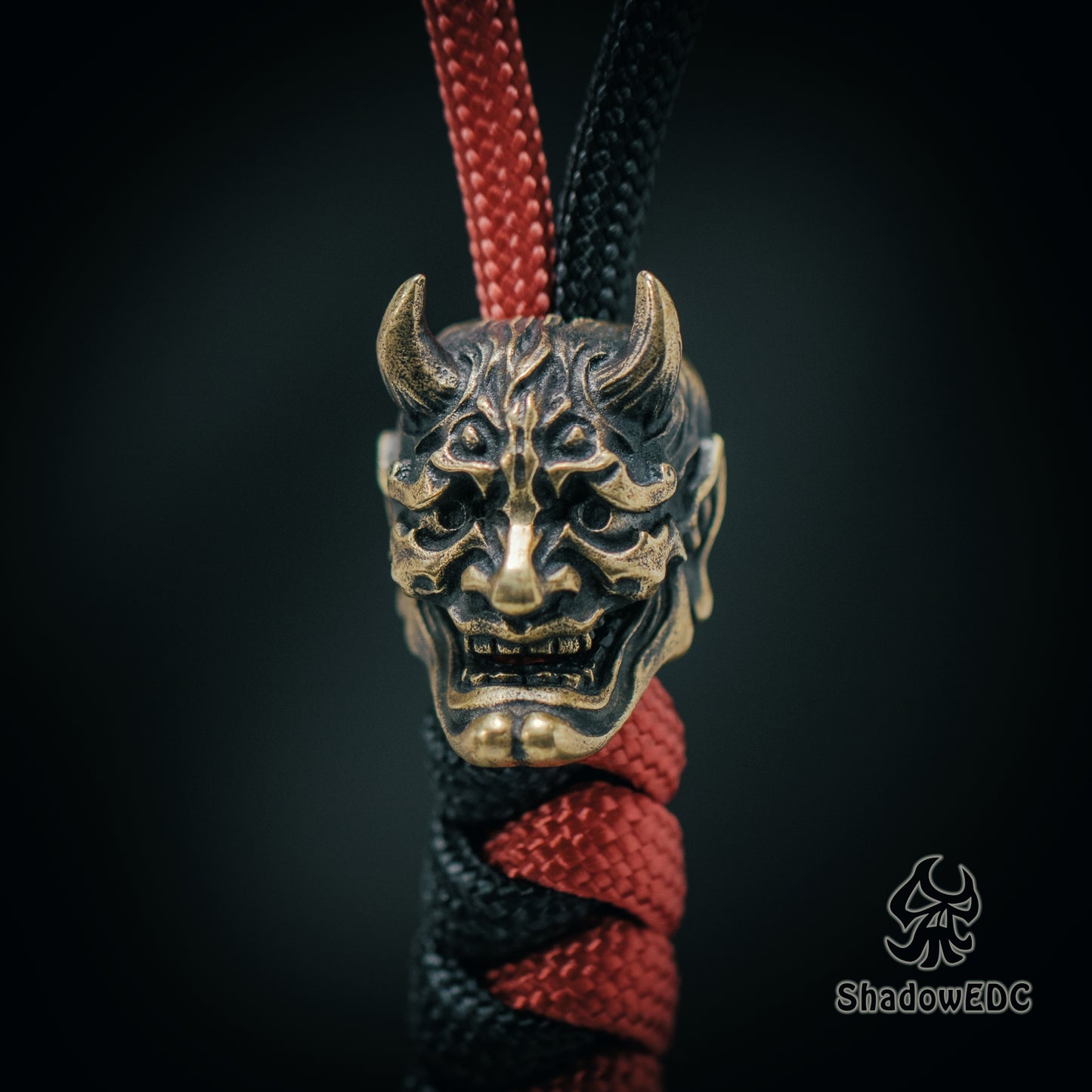 Japanese Hannya Paracord Bead for Knife, lanyard Pendants,custom beads,550 Paracord, Bracelet beads, and EDC Gears, ShadowEDC DIY Outdoor Survival Tool Accessories