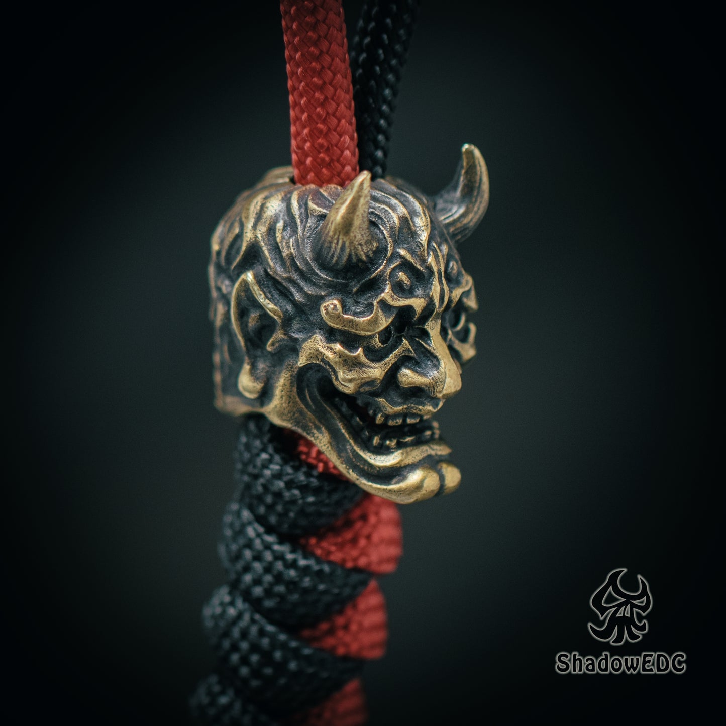 Japanese Hannya Paracord Bead for Knife, lanyard Pendants,custom beads,550 Paracord, Bracelet beads, and EDC Gears, ShadowEDC DIY Outdoor Survival Tool Accessories