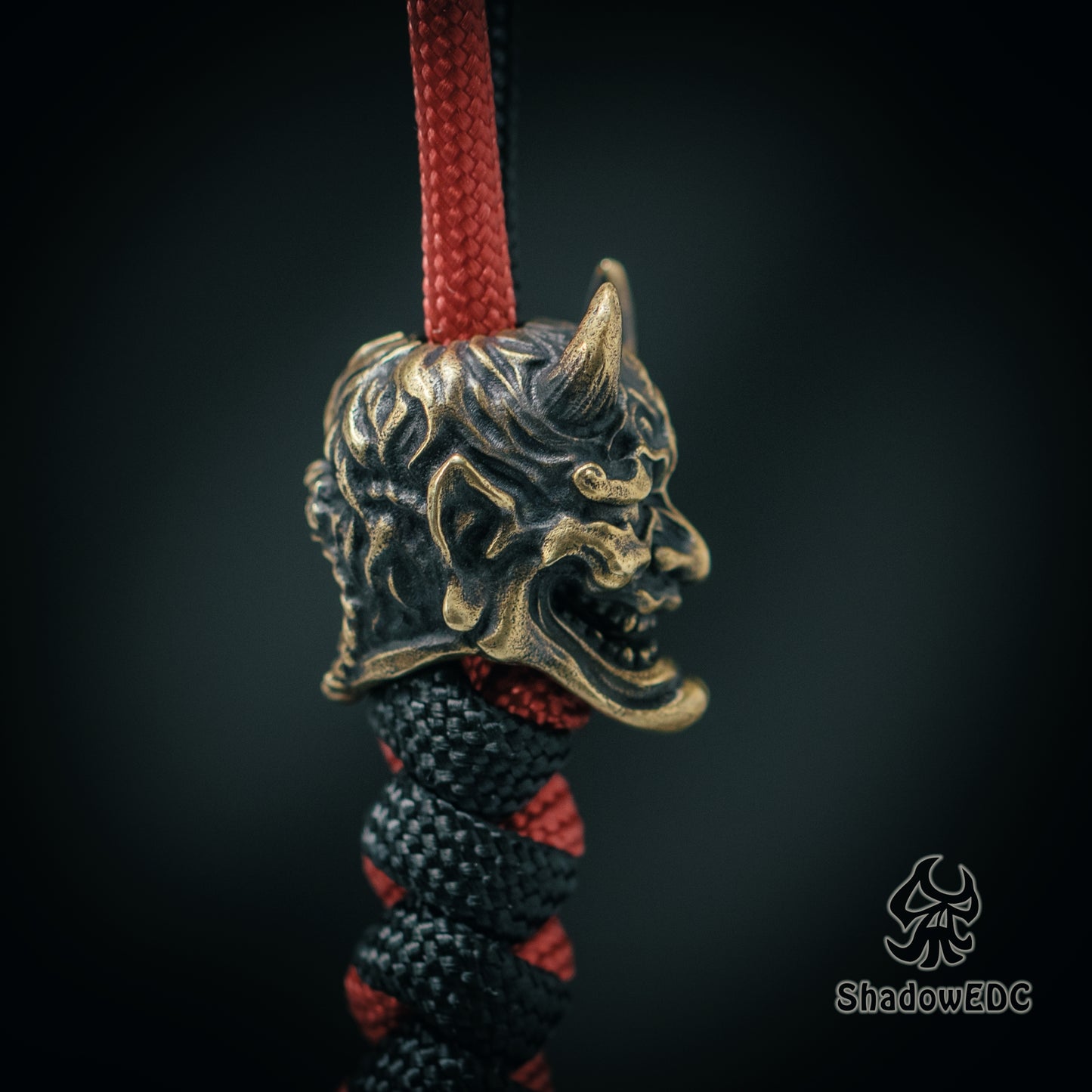 Japanese Hannya Paracord Bead for Knife, lanyard Pendants,custom beads,550 Paracord, Bracelet beads, and EDC Gears, ShadowEDC DIY Outdoor Survival Tool Accessories