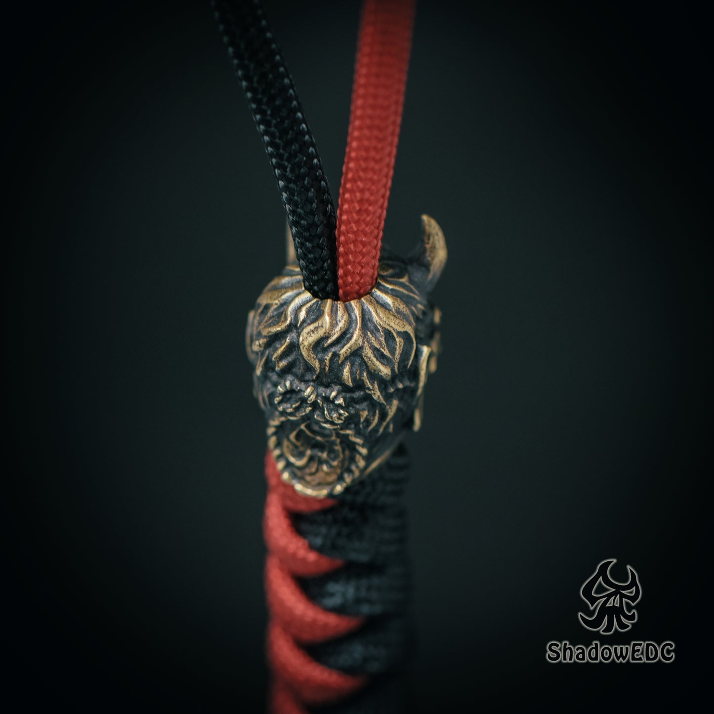 Japanese Hannya Paracord Bead for Knife, lanyard Pendants,custom beads,550 Paracord, Bracelet beads, and EDC Gears, ShadowEDC DIY Outdoor Survival Tool Accessories