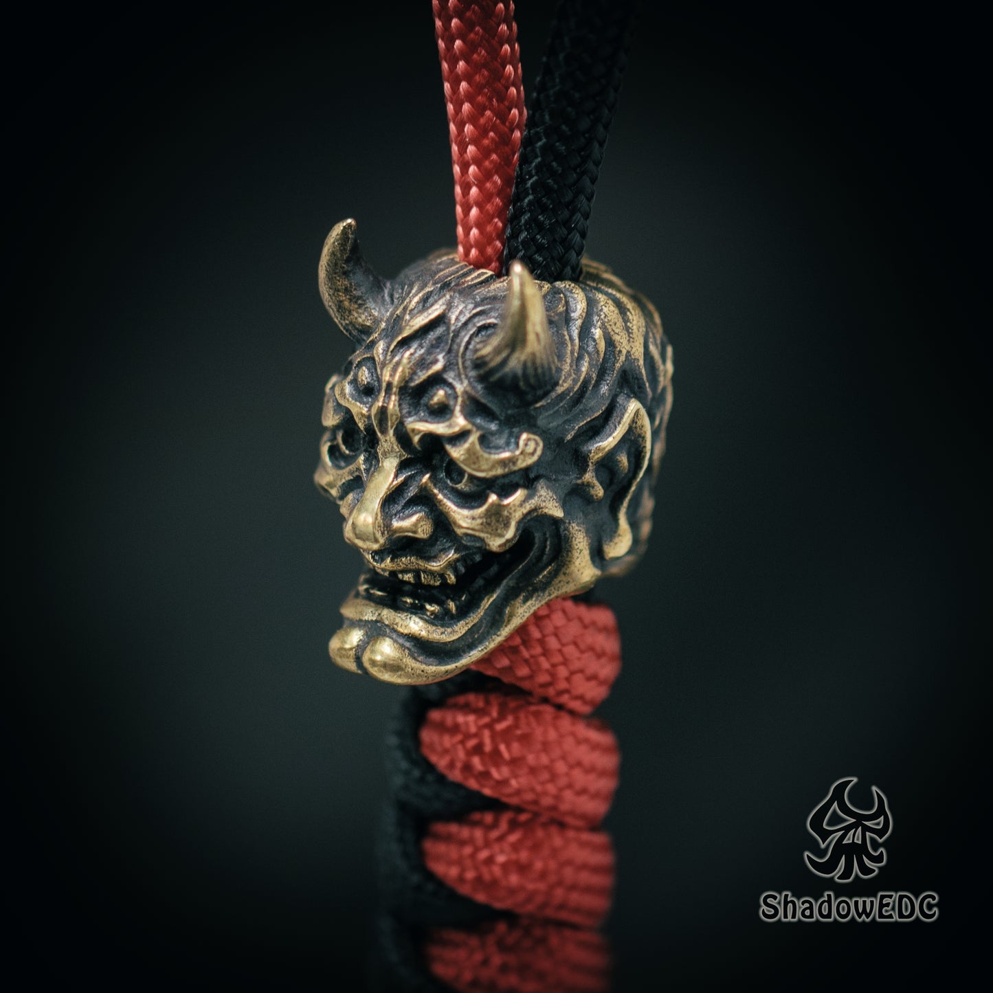 Japanese Hannya Paracord Bead for Knife, lanyard Pendants,custom beads,550 Paracord, Bracelet beads, and EDC Gears, ShadowEDC DIY Outdoor Survival Tool Accessories