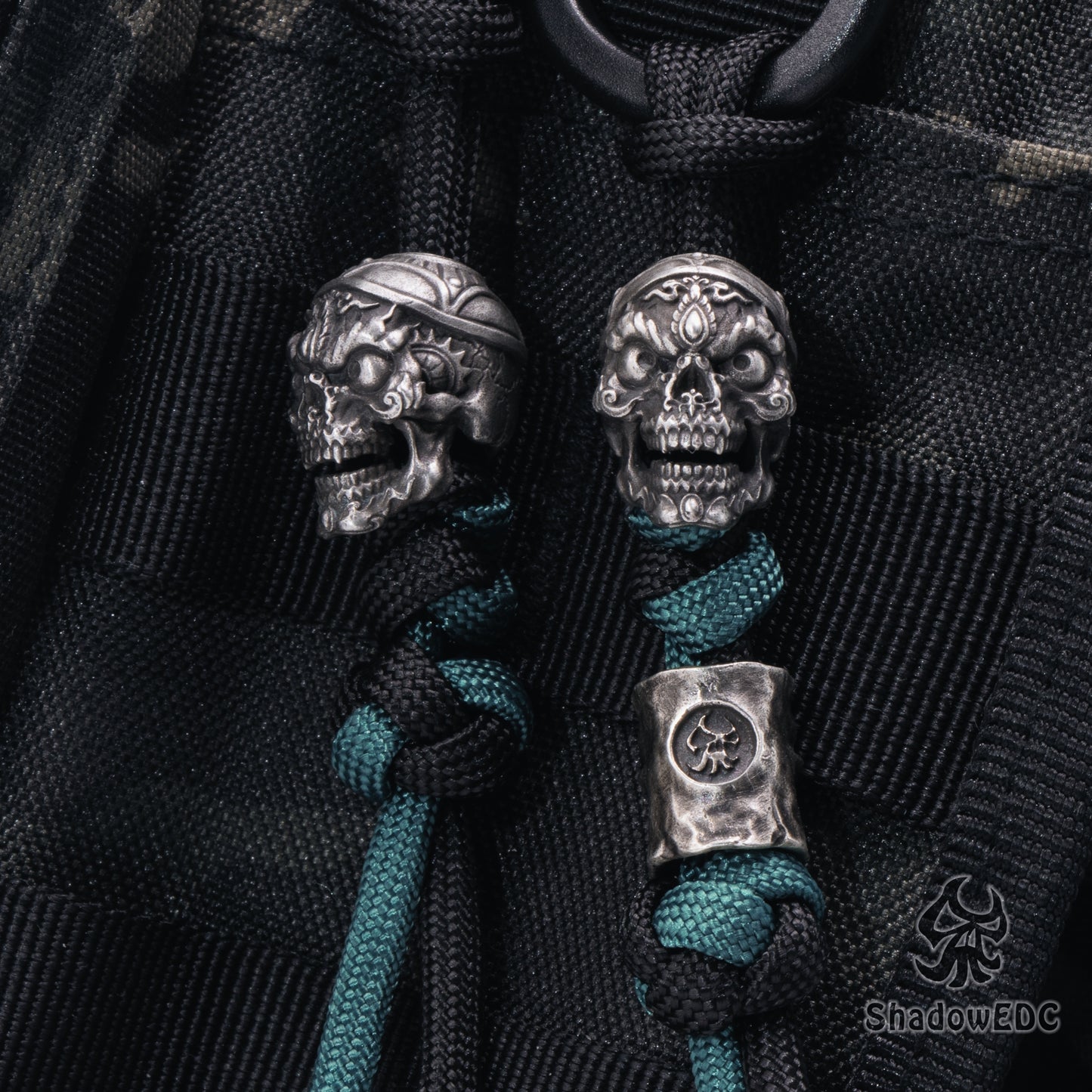 Kapala skull Paracord Bead for Knife, lanyard Pendants,custom beads,550 Paracord, Bracelet beads, and EDC Gears, ShadowEDC DIY Outdoor Survival Tool Accessories