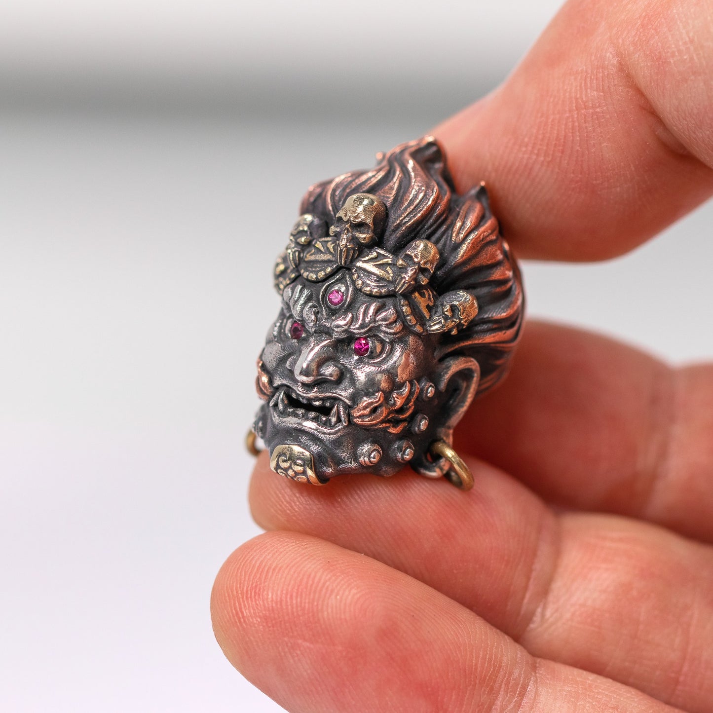 Gorgeous mahakala with Gem Ruby Paracord Bead for Knife, lanyard Pendants,custom beads,550 Paracord, Bracelet beads, and EDC Gears, ShadowEDC DIY Outdoor Survival Tool Accessories
