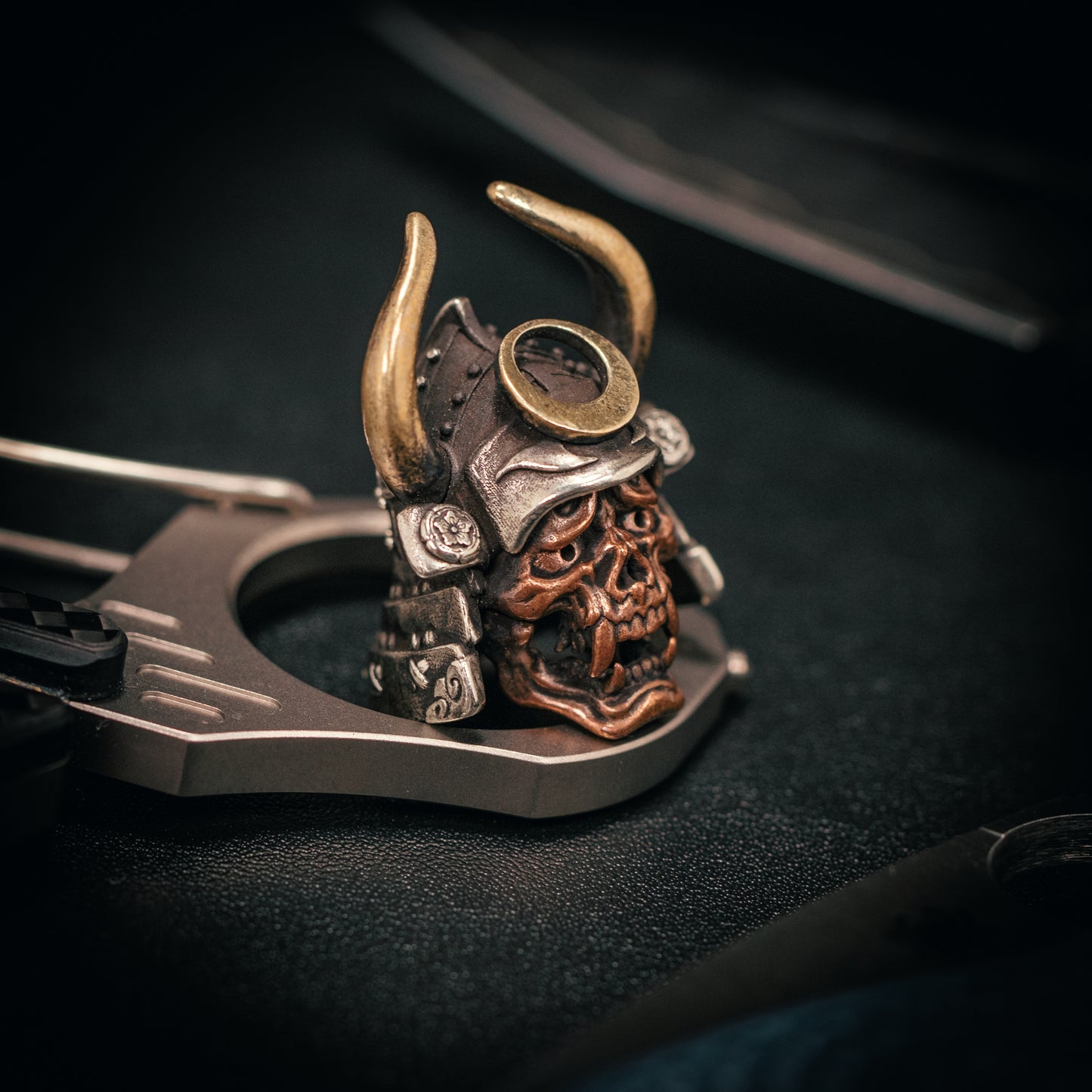 Japanese Samurai Hannya Mask Helmet Paracord Bead for Knife, lanyard Pendants,custom beads,550 Paracord, Bracelet beads, and EDC Gears, ShadowEDC DIY Outdoor Survival Tool Accessories