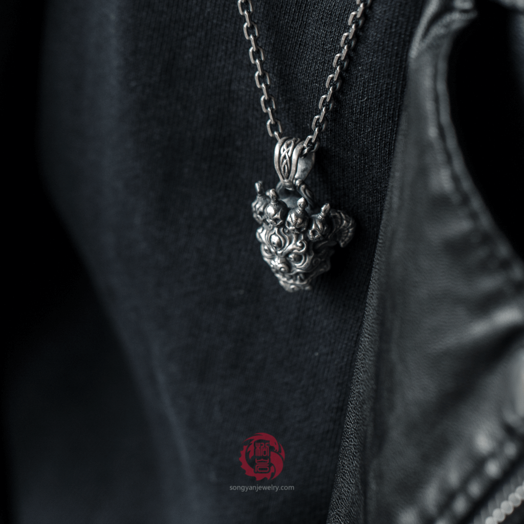 Chitipati Skull Silver Pendant