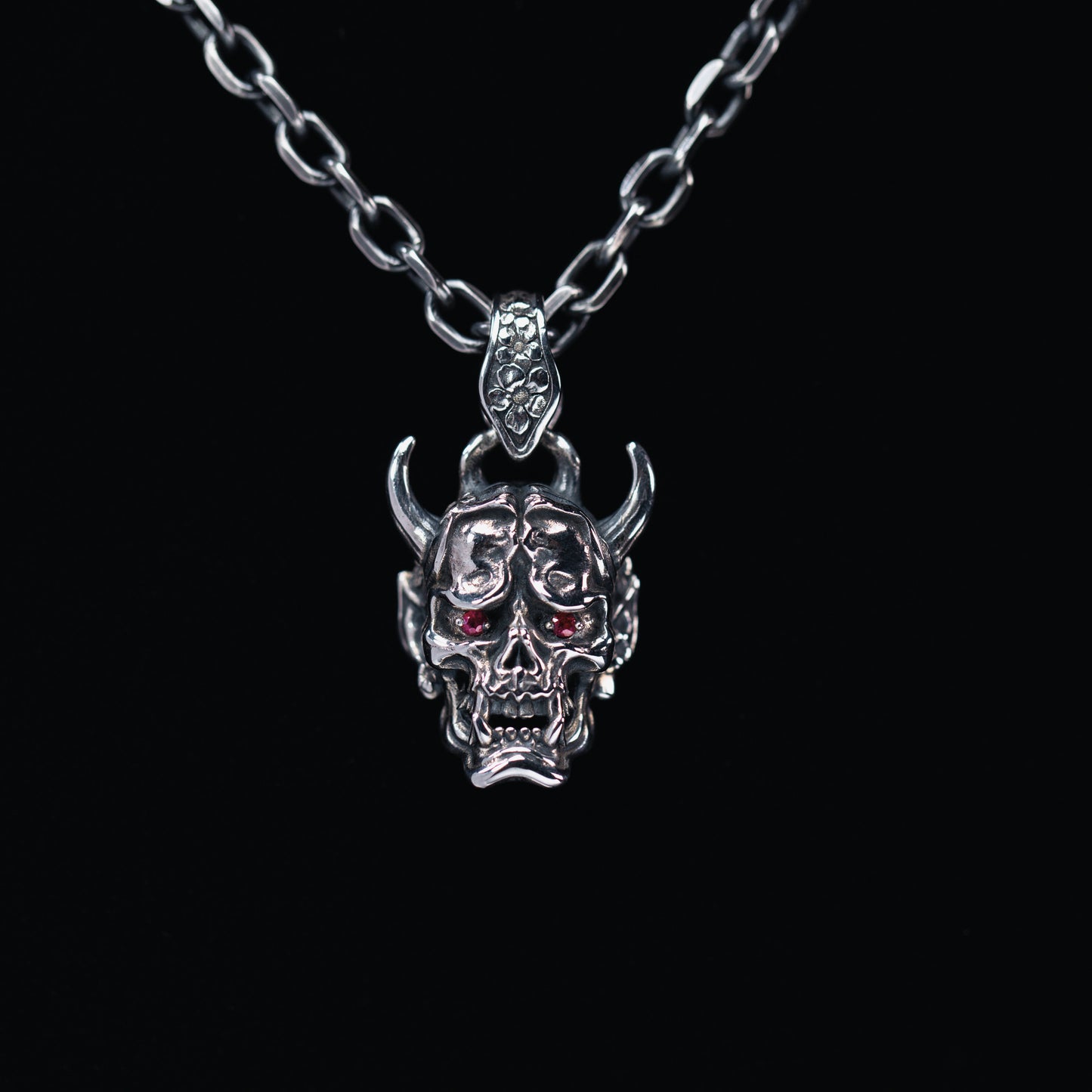 Hannya Silver Ruby Pendant