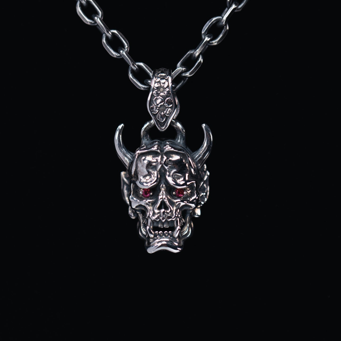 Hannya Silver Ruby Pendant