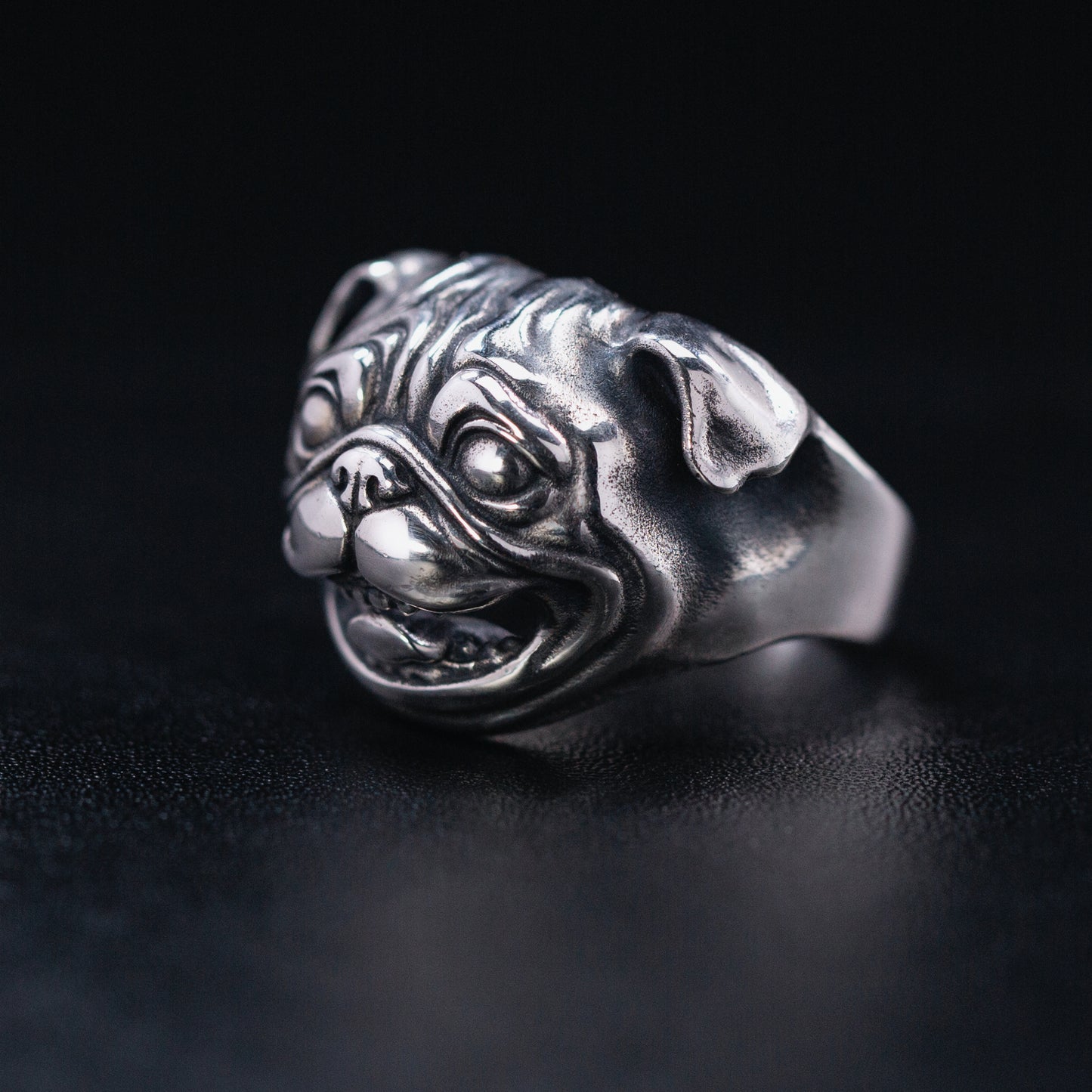 Pug Silver Ring