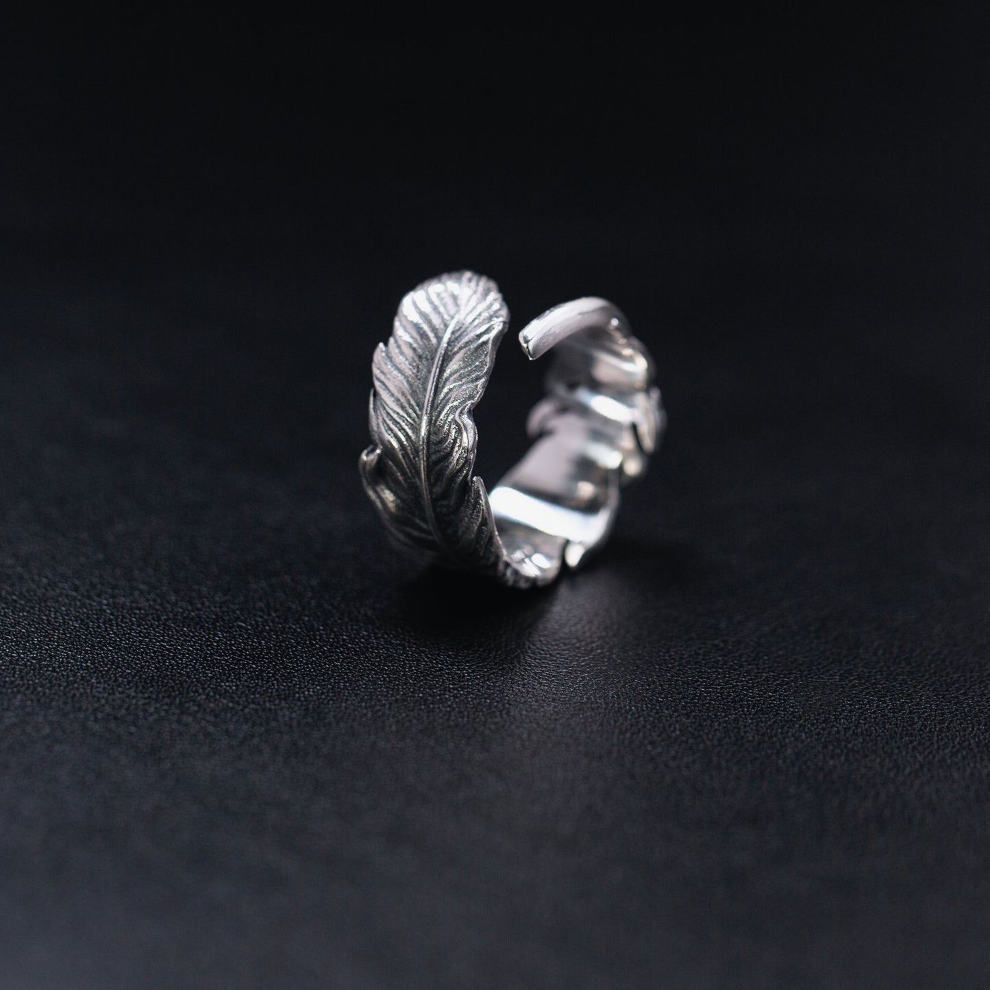 Feather Silver Wedding Ring