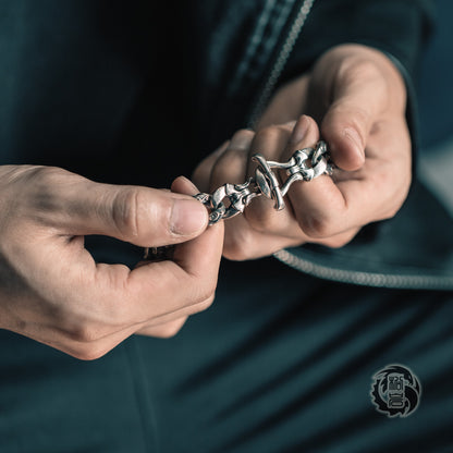Wolf Head Silver Bracelet