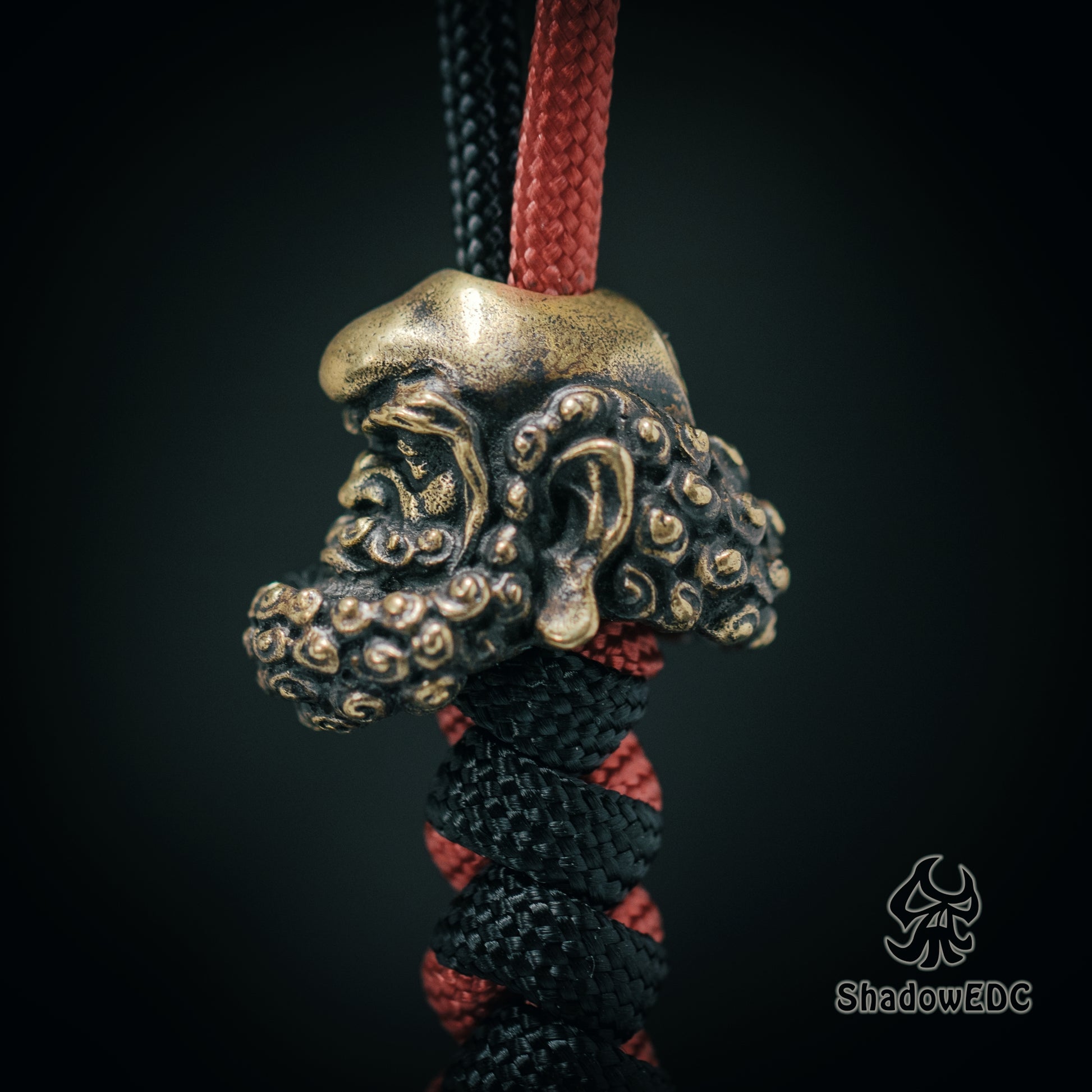 Bodhidharma Daruma Paracord Bead for Knife, lanyard Pendants，custom beads，550 Paracord， Bracelet beads, and EDC Gears, ShadowEDC DIY Outdoor Survival Tool Accessories 