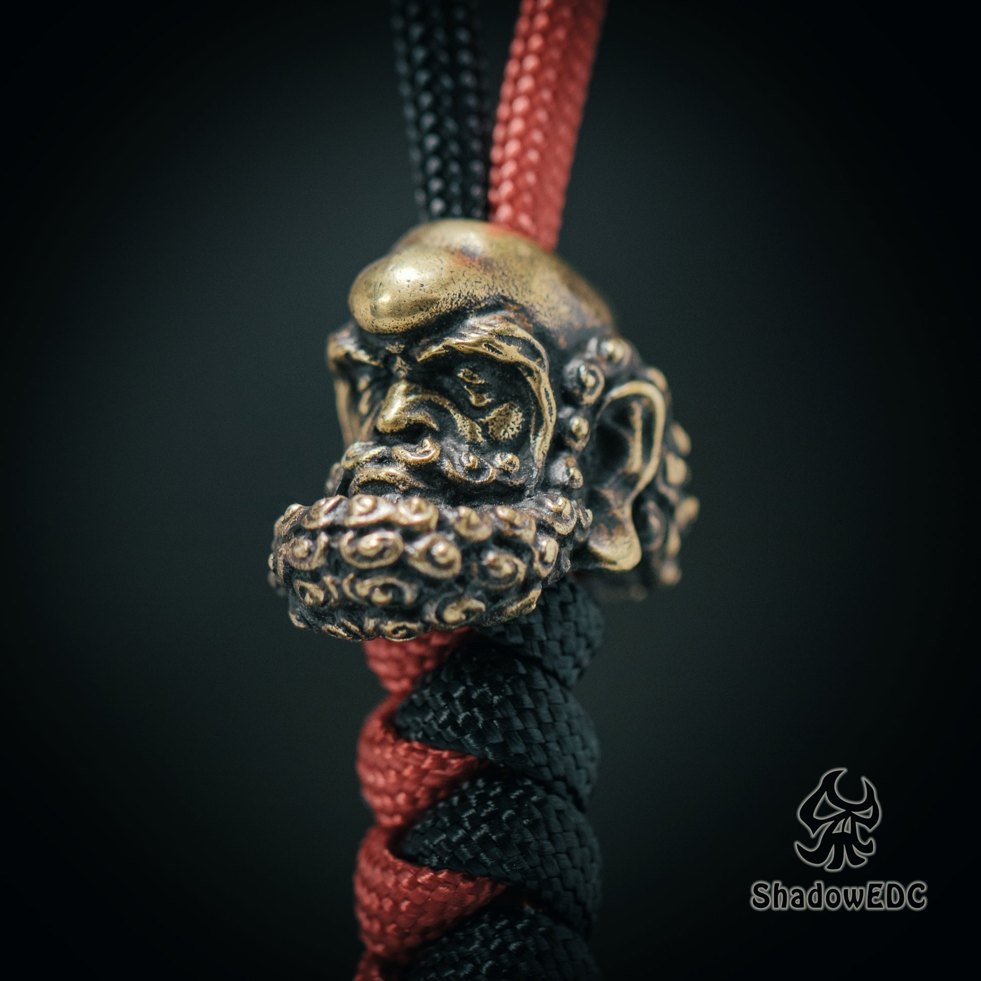 Bodhidharma Daruma Paracord Bead for Knife, lanyard Pendants，custom beads，550 Paracord， Bracelet beads, and EDC Gears, ShadowEDC DIY Outdoor Survival Tool Accessories 