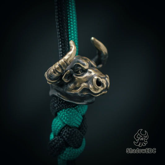 Bull Paracord Bead for Knife, lanyard Pendants，custom beads，550 Paracord， Bracelet beads, and EDC Gears, ShadowEDC DIY Outdoor Survival Tool Accessories 