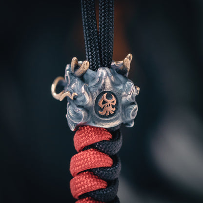 Chinese Dragon With Ruby Paracord Bead for Knife, lanyard Pendants，custom beads，550 Paracord， Bracelet beads, and EDC Gears, ShadowEDC DIY Outdoor Survival Tool Accessories 