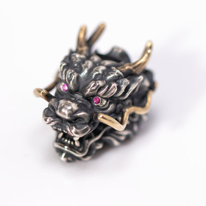 Chinese Dragon With Ruby Paracord Bead for Knife, lanyard Pendants，custom beads，550 Paracord， Bracelet beads, and EDC Gears, ShadowEDC DIY Outdoor Survival Tool Accessories 