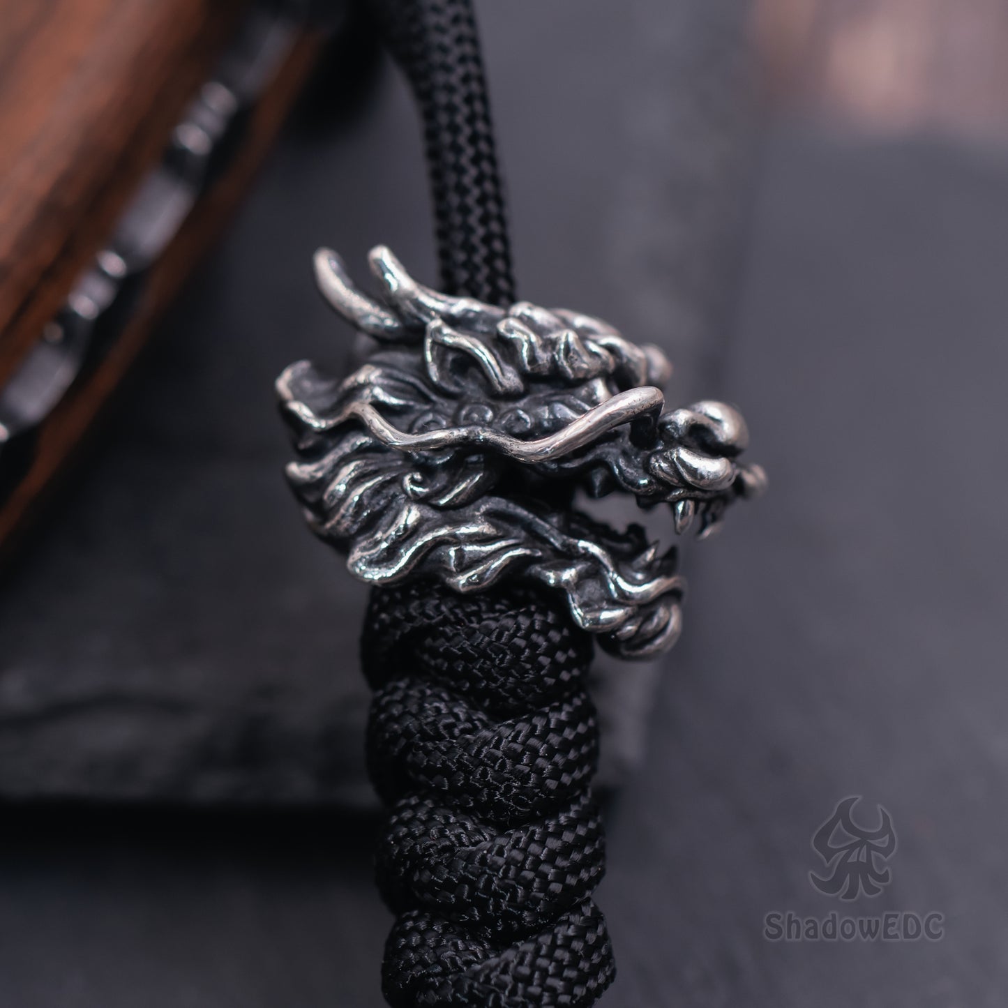 Chinese Dragon Paracord Bead for Knife, lanyard Pendants，custom beads，550 Paracord， Bracelet beads, and EDC Gears, ShadowEDC DIY Outdoor Survival Tool Accessories 
