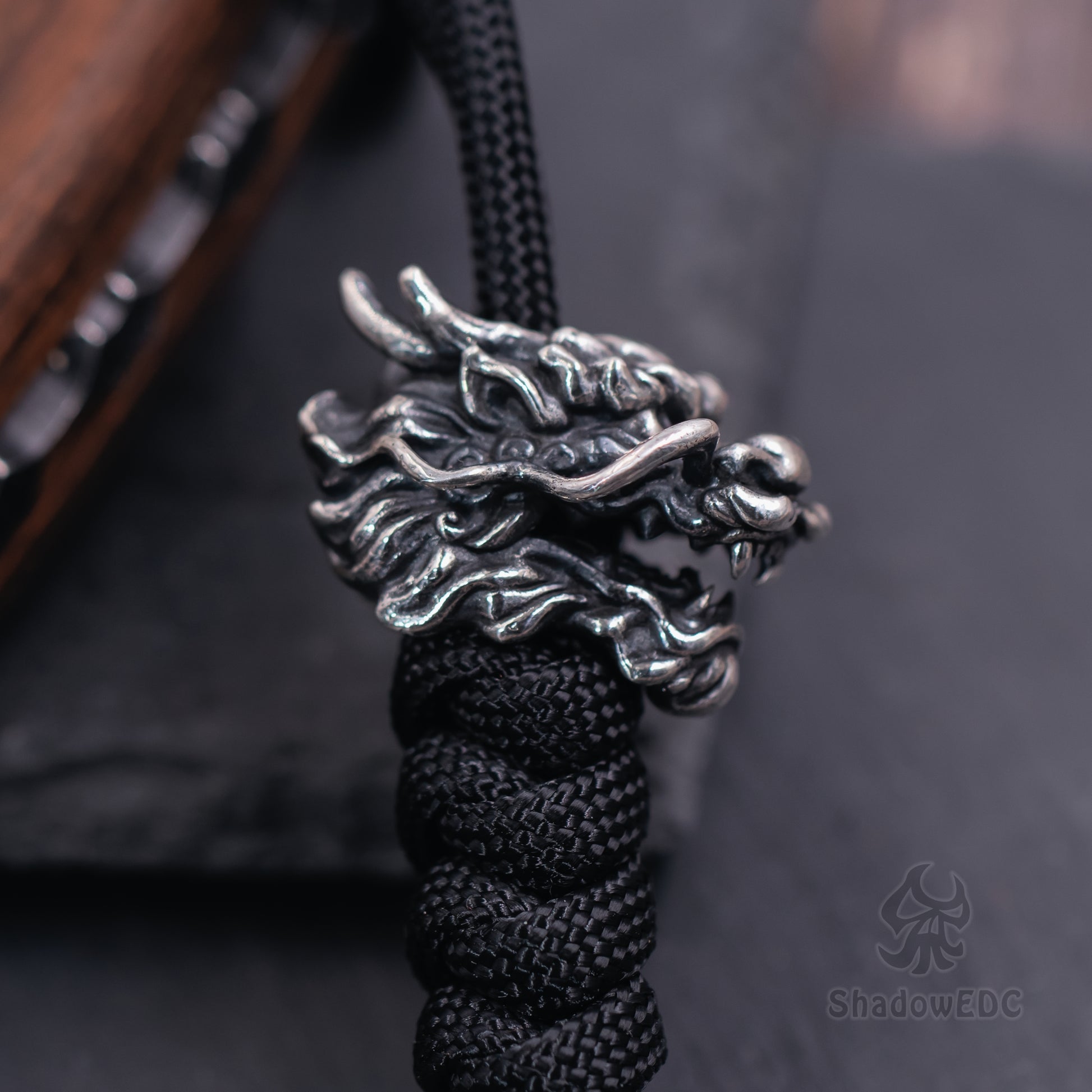 Chinese Dragon Paracord Bead for Knife, lanyard Pendants，custom beads，550 Paracord， Bracelet beads, and EDC Gears, ShadowEDC DIY Outdoor Survival Tool Accessories 
