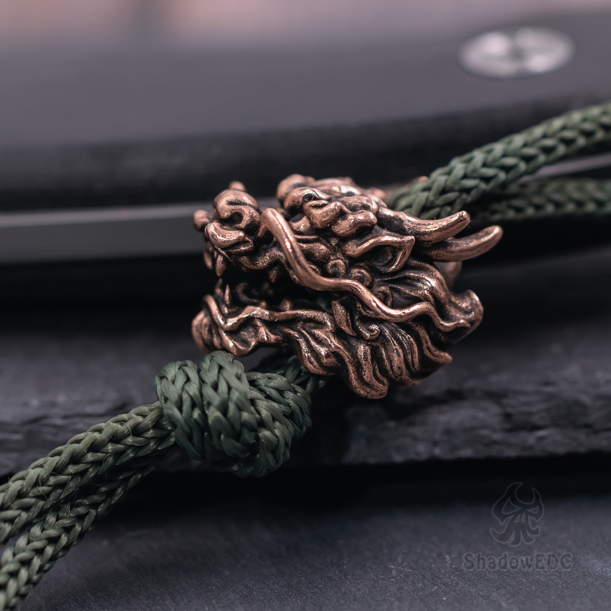 Chinese Dragon Paracord Bead for Knife, lanyard Pendants，custom beads，550 Paracord， Bracelet beads, and EDC Gears, ShadowEDC DIY Outdoor Survival Tool Accessories 