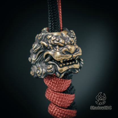 Chinese Guardian Lion foo dog Paracord Bead for Knife, lanyard Pendants，custom beads，550 Paracord， Bracelet beads, and EDC Gears, ShadowEDC DIY Outdoor Survival Tool Accessories 