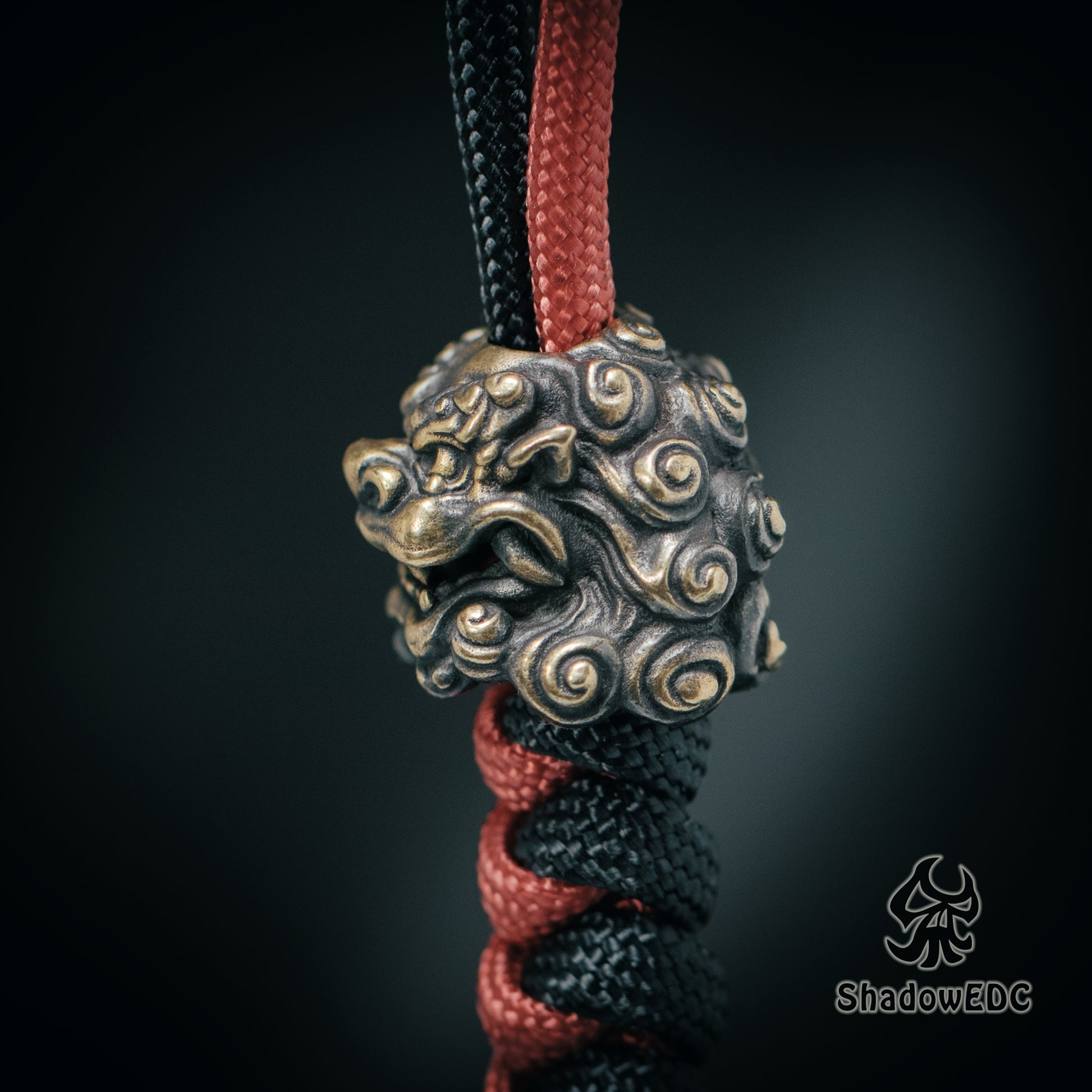 Chinese Guardian Lion foo dog Paracord Bead for Knife, lanyard Pendants，custom beads，550 Paracord， Bracelet beads, and EDC Gears, ShadowEDC DIY Outdoor Survival Tool Accessories 