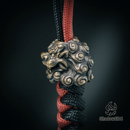 Chinese Guardian Lion foo dog Paracord Bead for Knife, lanyard Pendants，custom beads，550 Paracord， Bracelet beads, and EDC Gears, ShadowEDC DIY Outdoor Survival Tool Accessories 