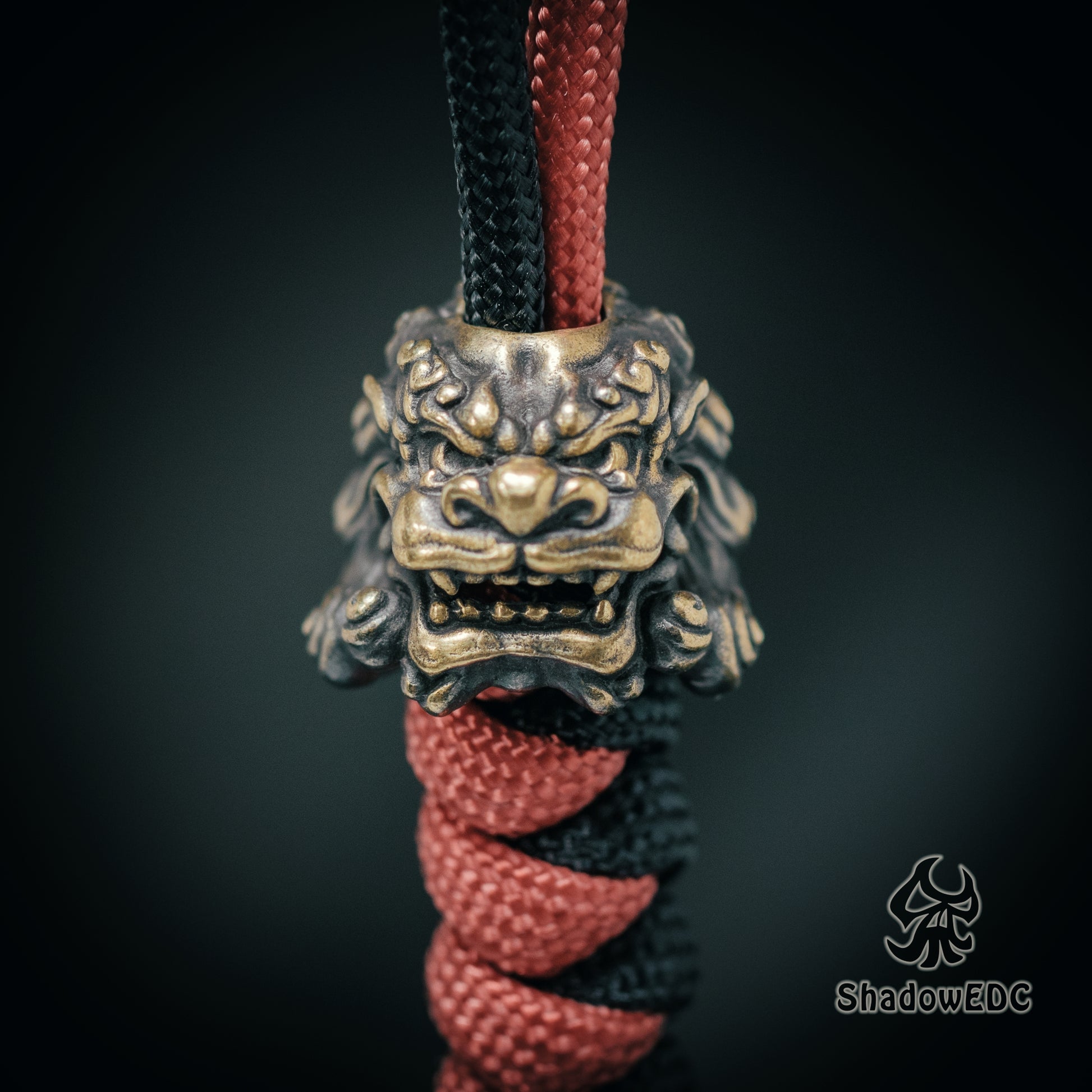 Chinese Guardian Lion foo dog Paracord Bead for Knife, lanyard Pendants，custom beads，550 Paracord， Bracelet beads, and EDC Gears, ShadowEDC DIY Outdoor Survival Tool Accessories