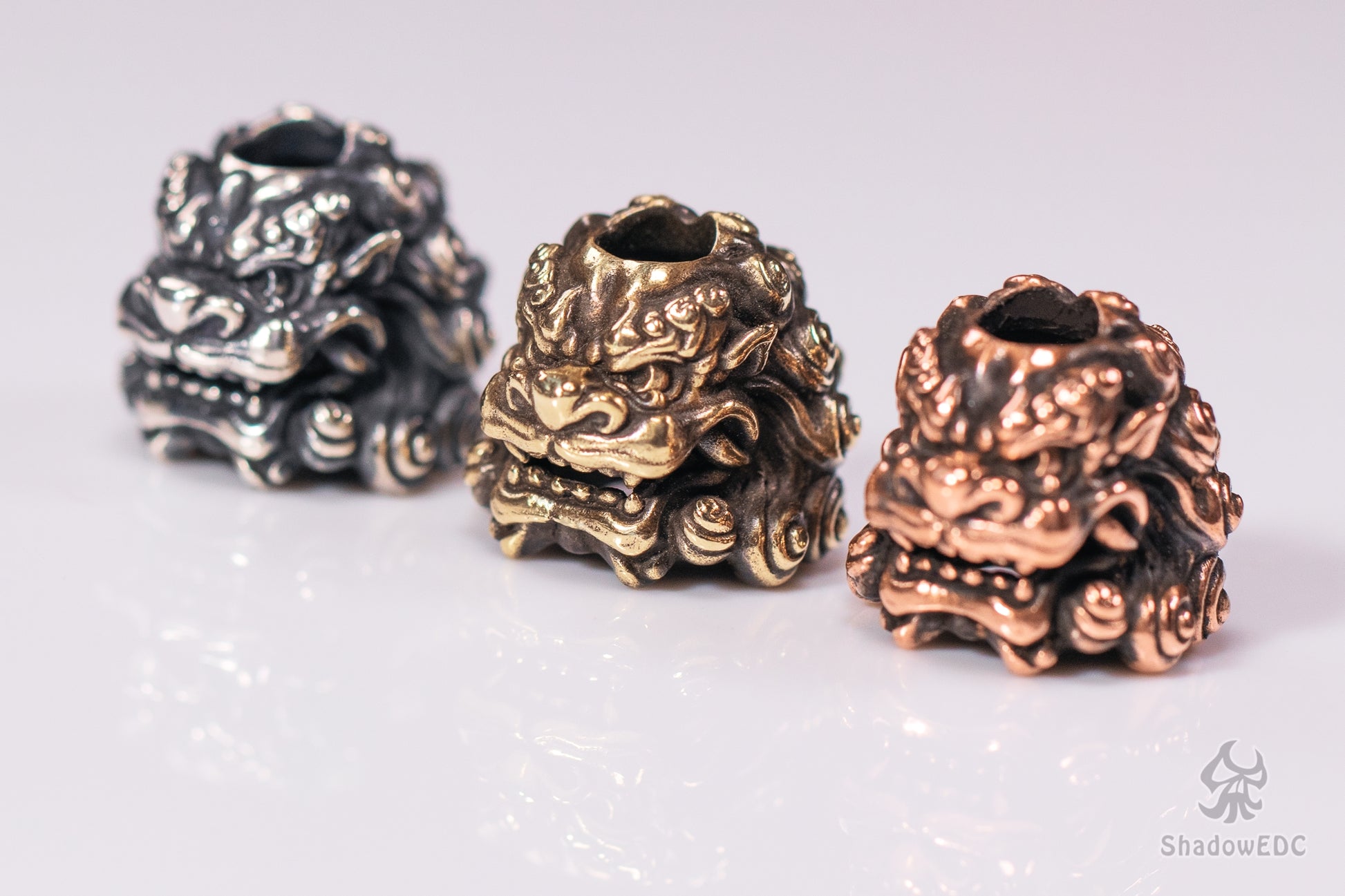 Chinese Guardian Lion foo dog Paracord Bead for Knife, lanyard Pendants，custom beads，550 Paracord， Bracelet beads, and EDC Gears, ShadowEDC DIY Outdoor Survival Tool Accessories 