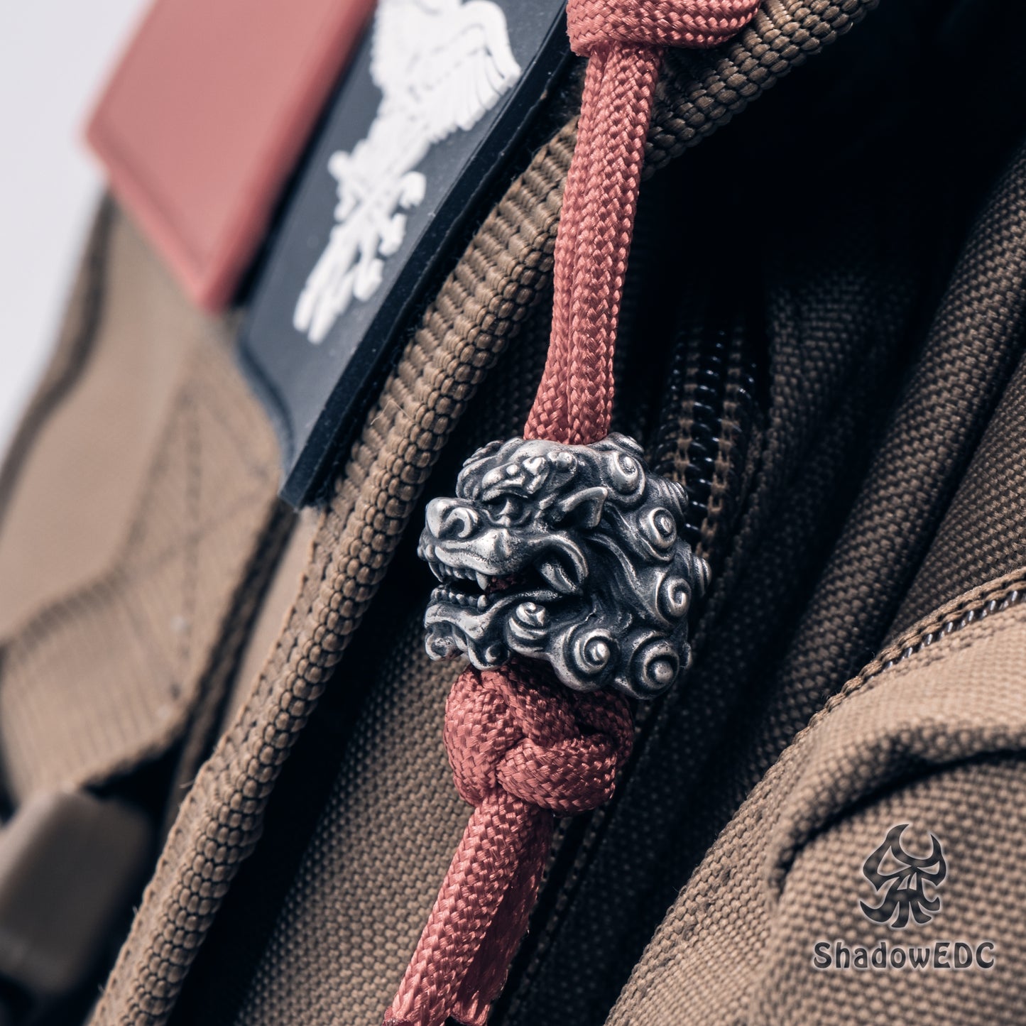 Chinese Guardian Lion foo dog Paracord Bead for Knife, lanyard Pendants，custom beads，550 Paracord， Bracelet beads, and EDC Gears, ShadowEDC DIY Outdoor Survival Tool Accessories 