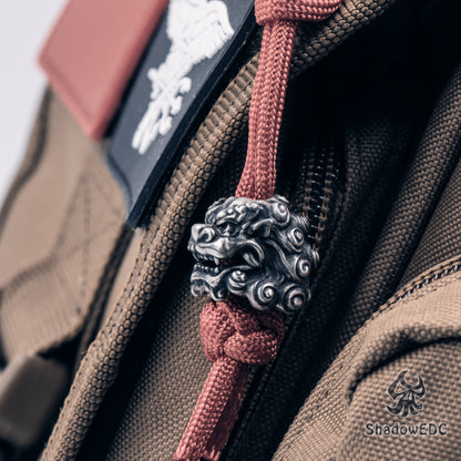 Chinese Guardian Lion foo dog Paracord Bead for Knife, lanyard Pendants，custom beads，550 Paracord， Bracelet beads, and EDC Gears, ShadowEDC DIY Outdoor Survival Tool Accessories 